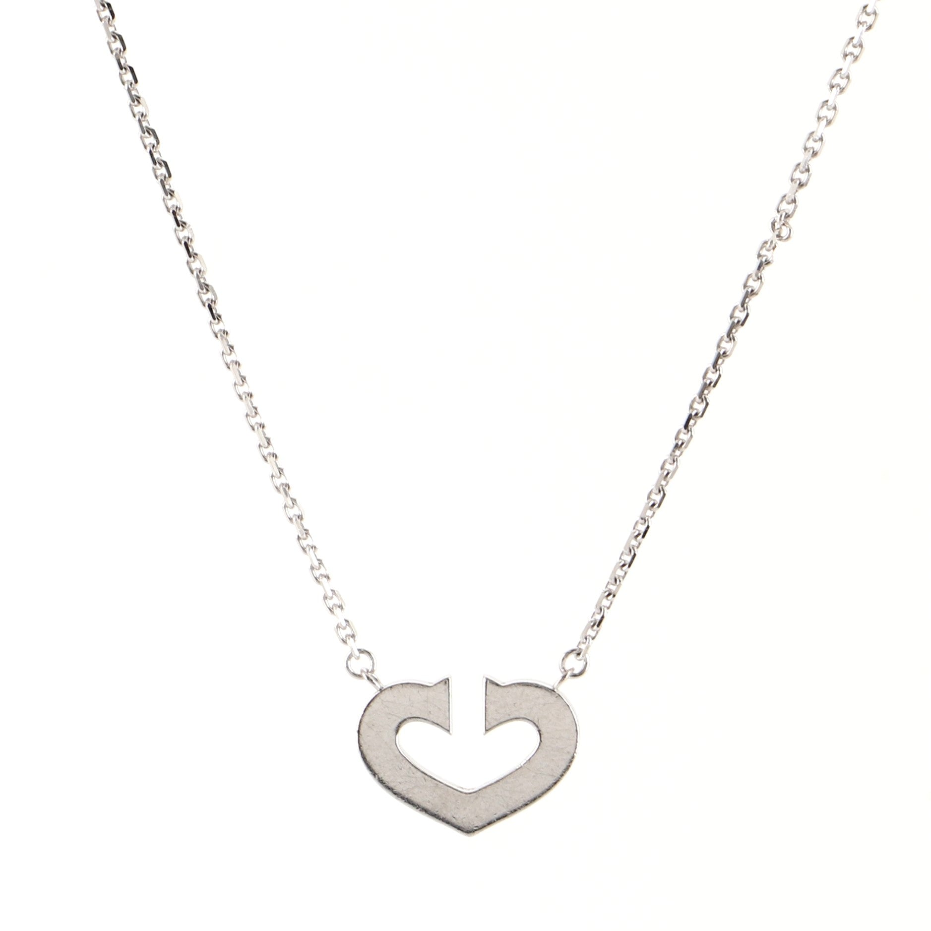 C Heart de Cartier Pendant Necklace 18K White Gold