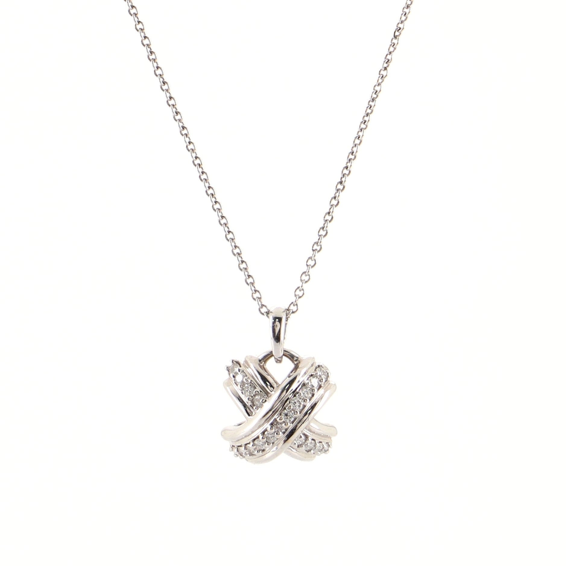 Signature X Pendant Necklace 18K White Gold with Diamonds