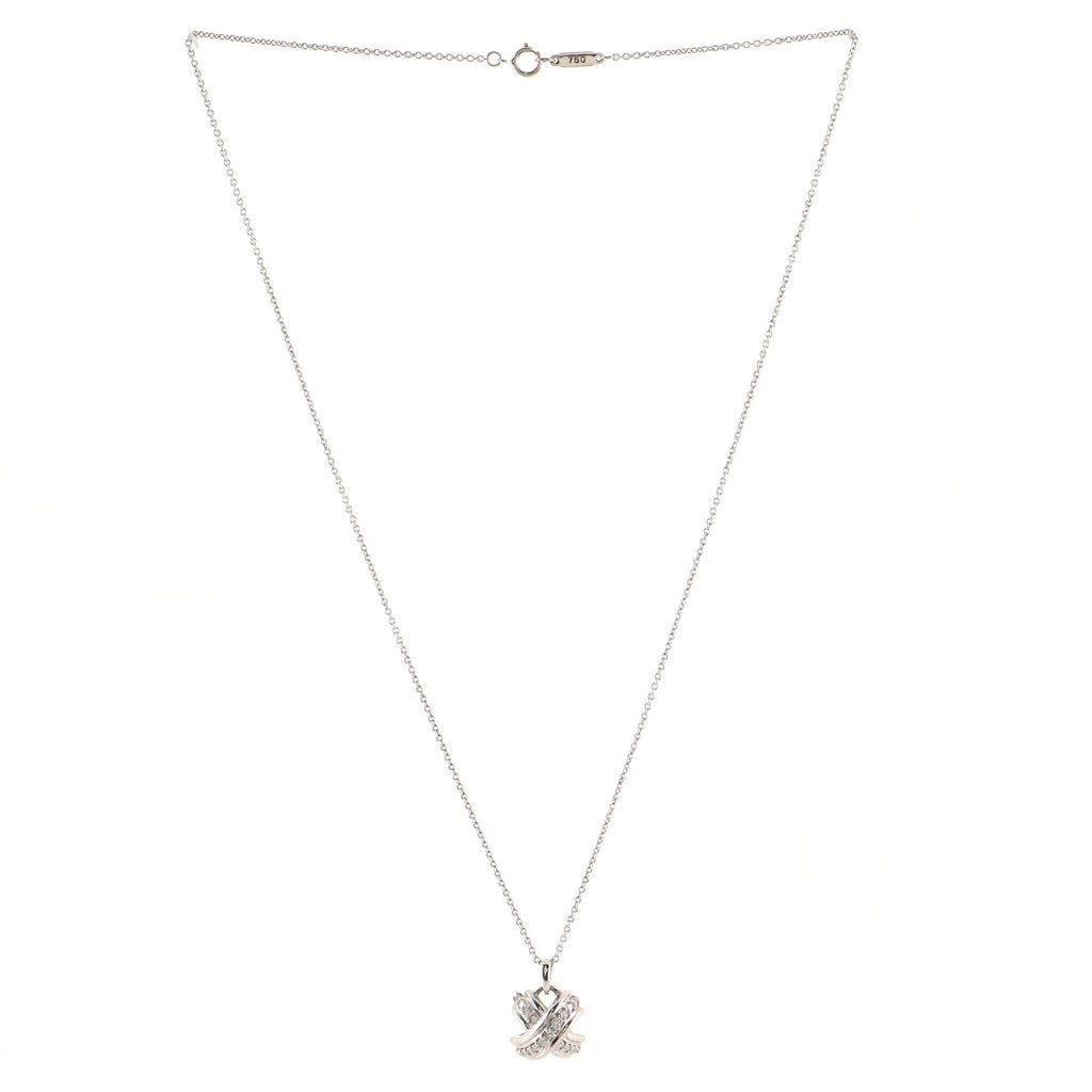 Signature X Pendant Necklace 18K White Gold with Diamonds