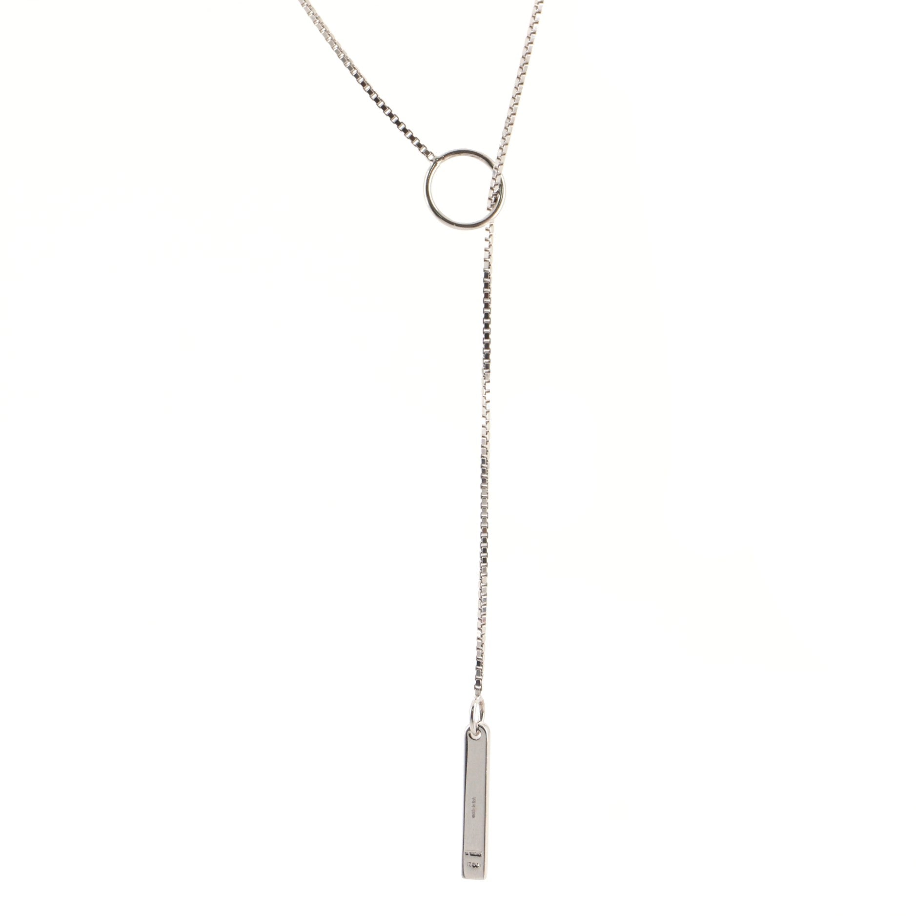 Logo Lariat Necklace 18K White Gold