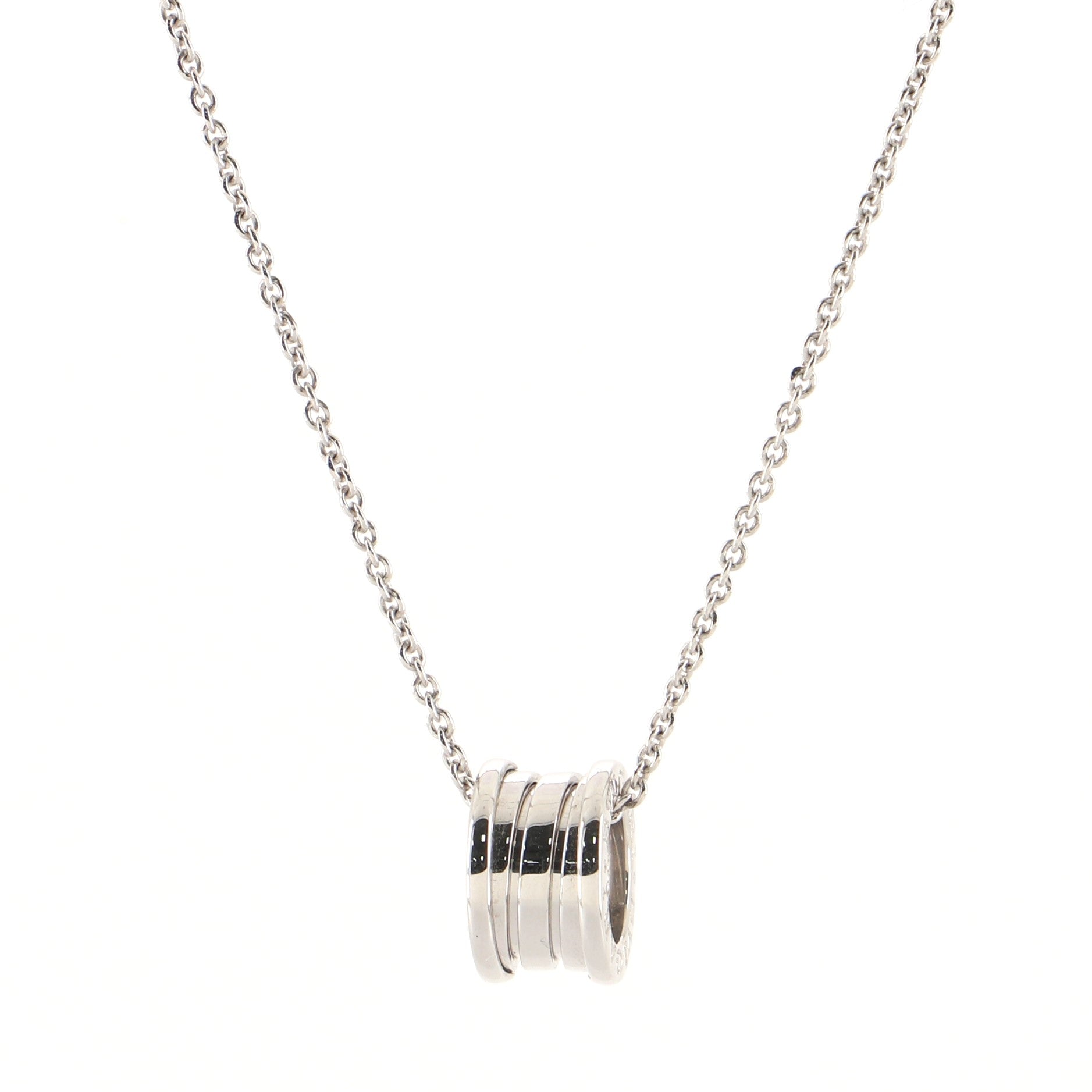 B.Zero1 Round Pendant Necklace 18K White Gold Small