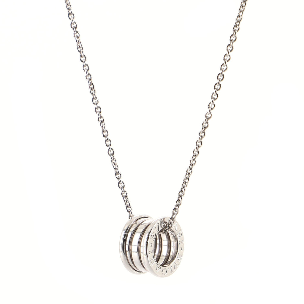 B.Zero1 Round Pendant Necklace 18K White Gold Small