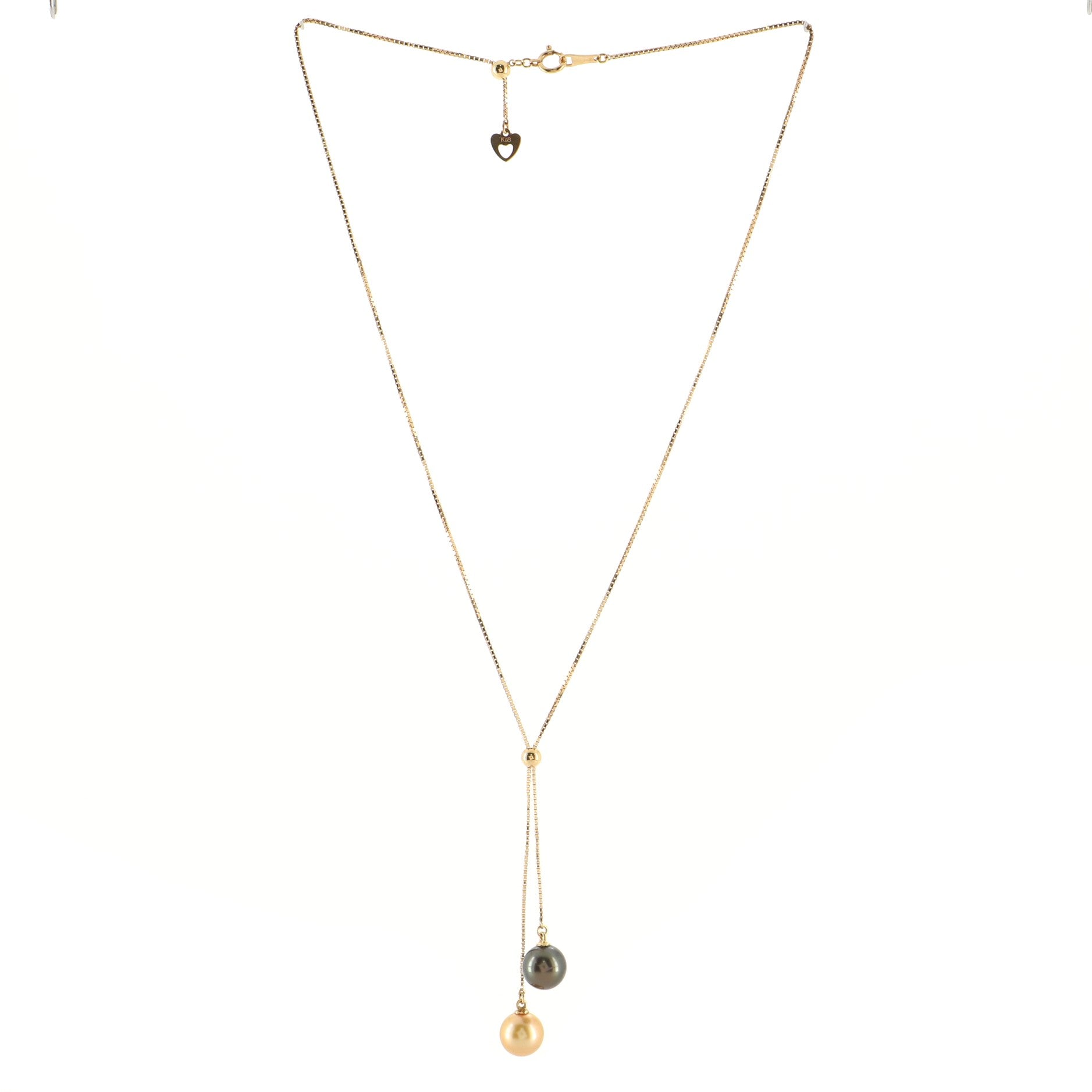 Double Pearl Drop Necklace 18K Yellow Gold and Pearls