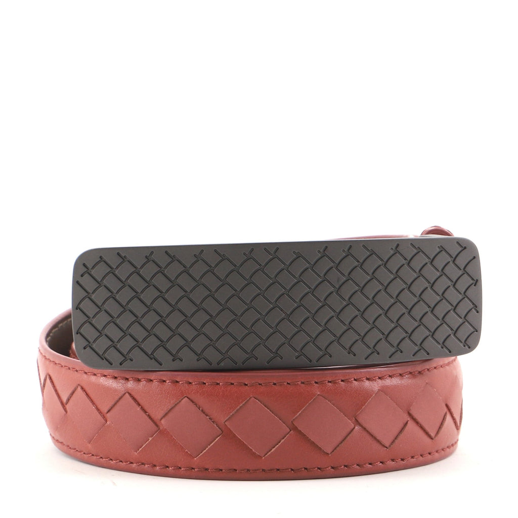 Intrecciato Engraved Buckle Belt Intrecciato Nappa Thin 90