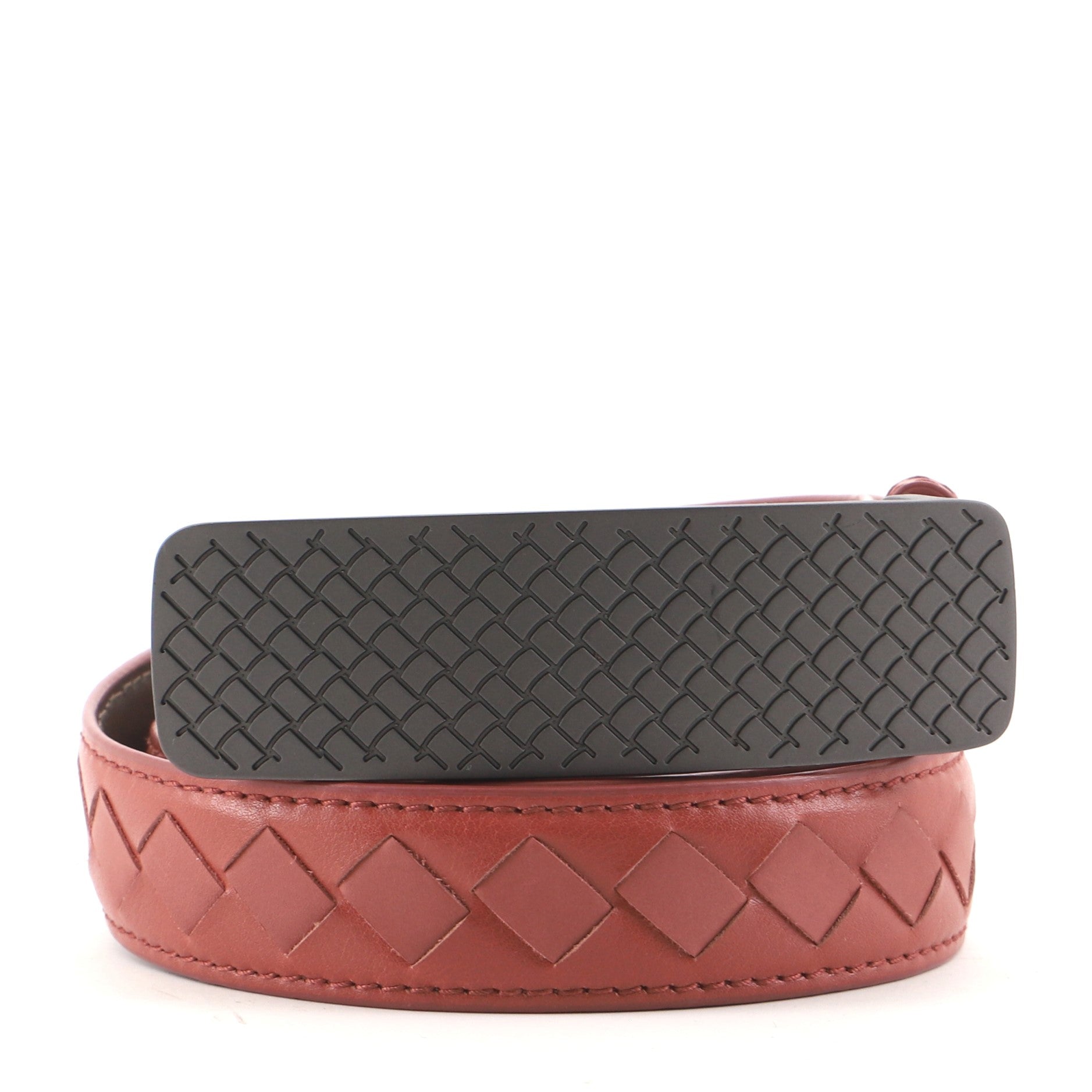 Intrecciato Engraved Buckle Belt Intrecciato Nappa Thin 90