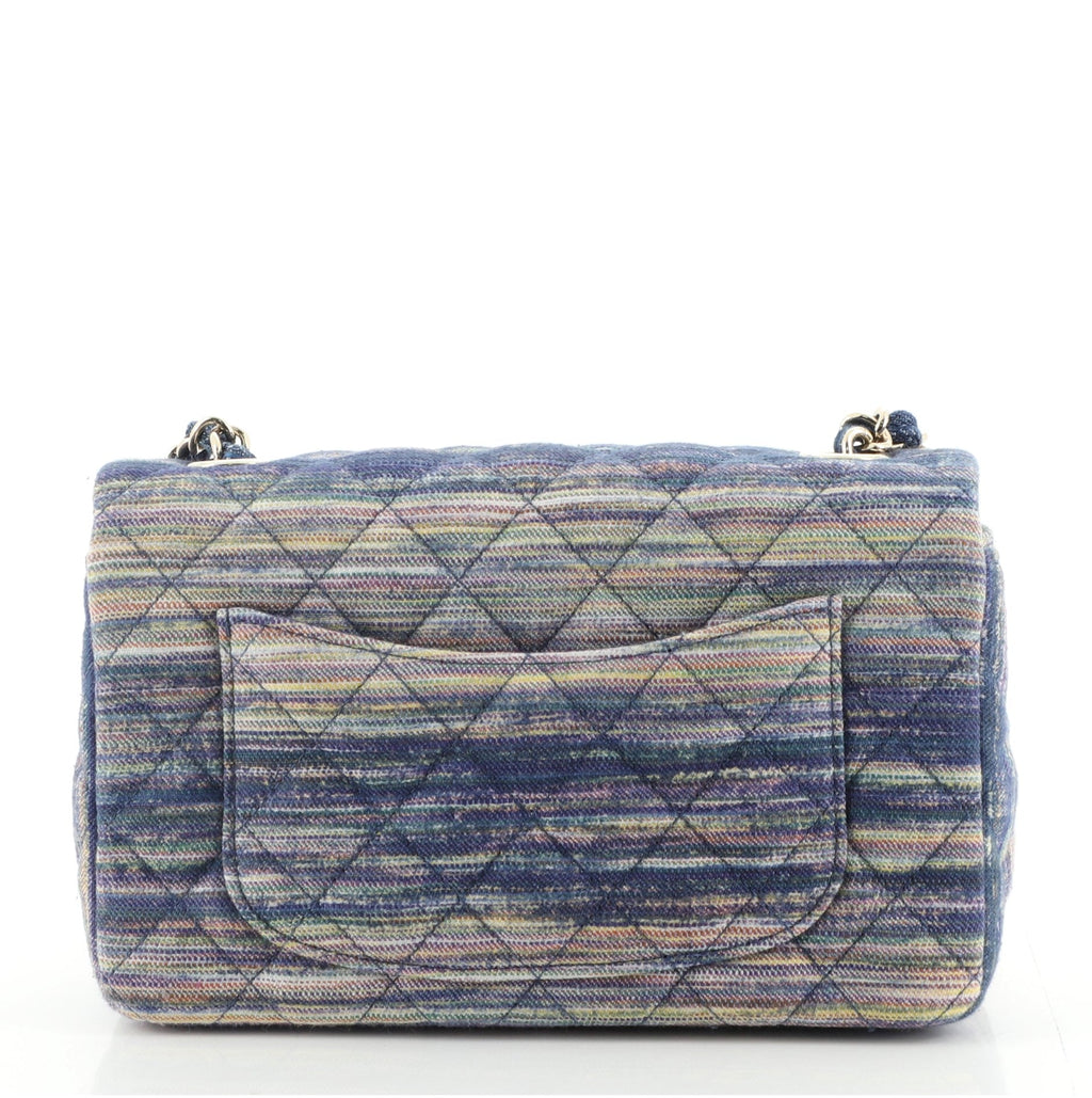 Classic Single Flap Bag Multicolor Quilted Denim Mini