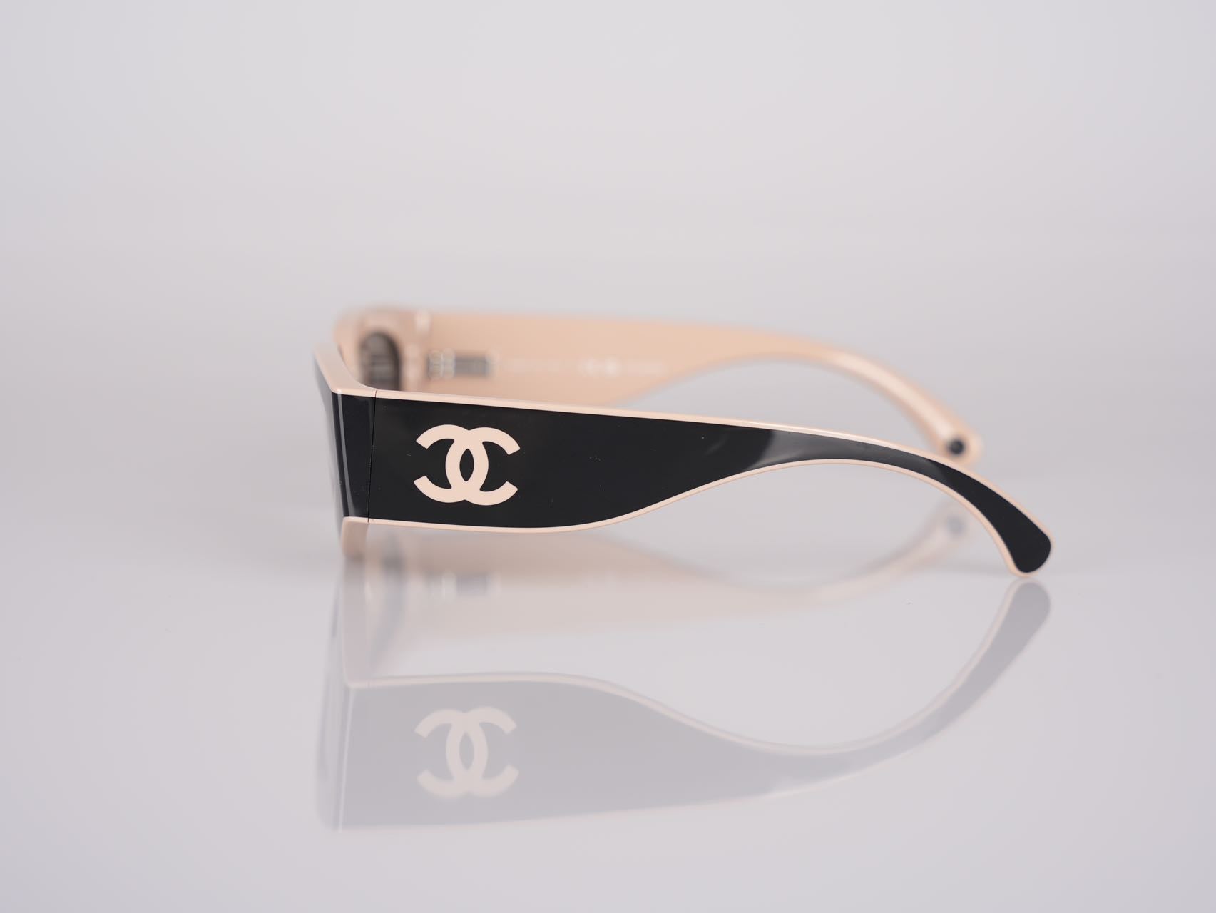 Chanel Cat Eye Sunglasses with CC Logo Black and Beige