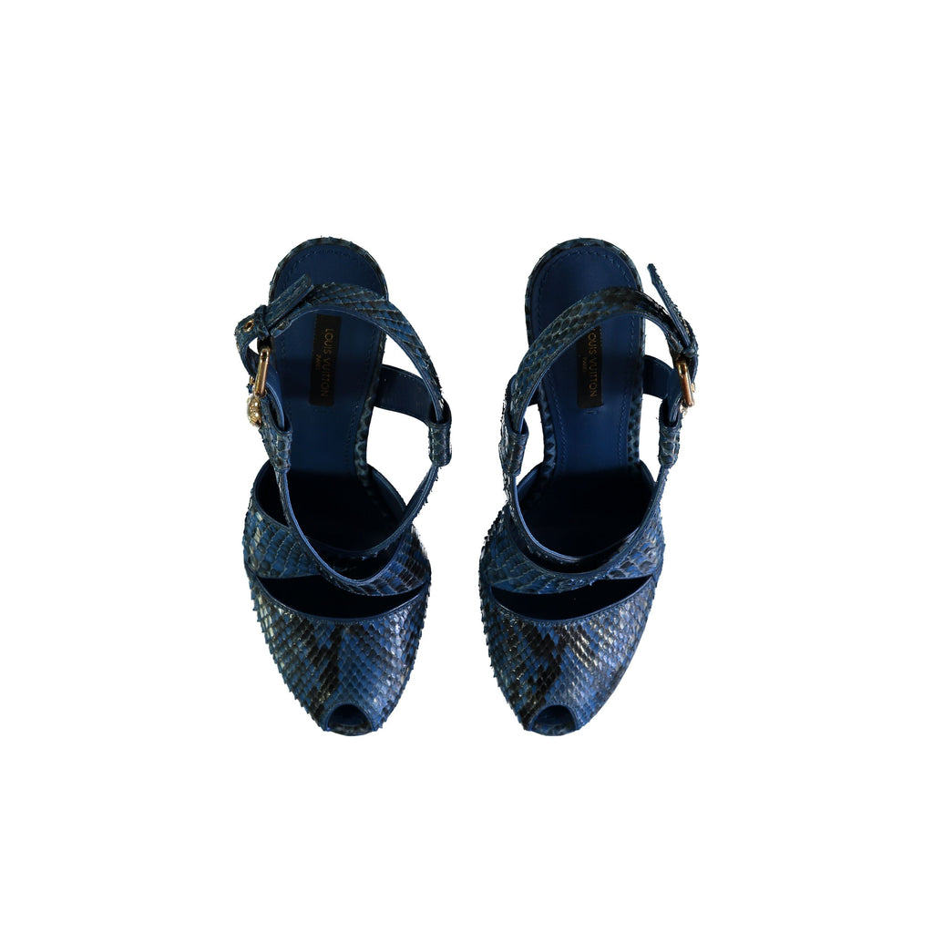 Women's Louis Vuitton Snakeskin Peep-toe Platform Sandals