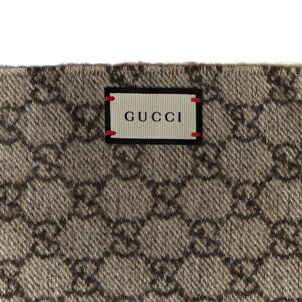 Silk Cashmere GG Monogram Floral Print Scarf Black