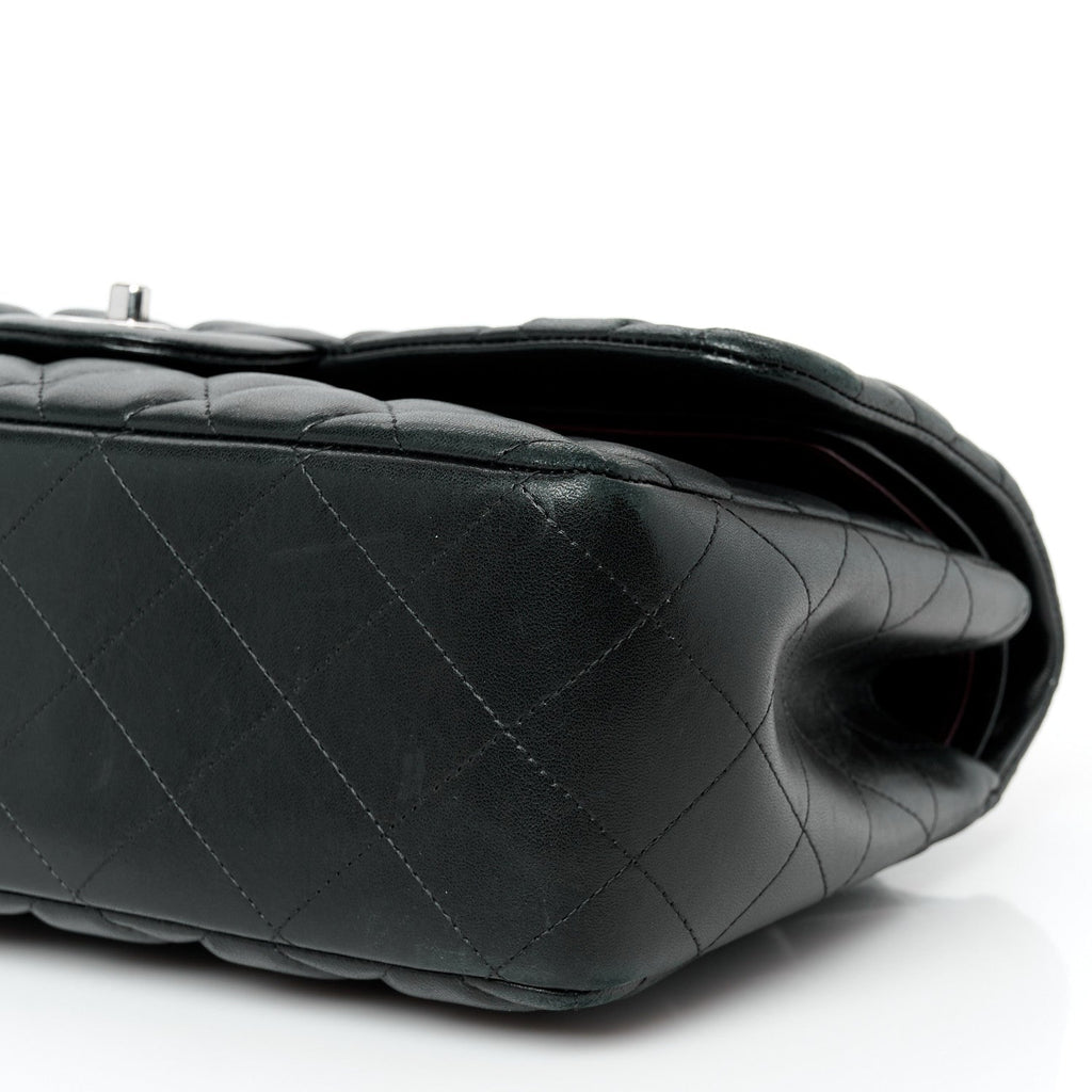 Lambskin Quilted Jumbo Double Flap Black