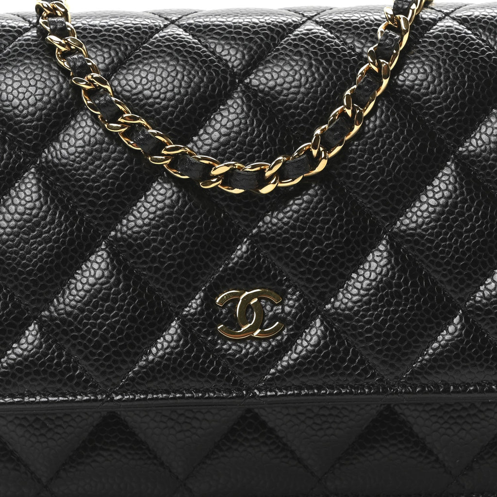 Caviar Quilted Wallet On Chain WOC Black