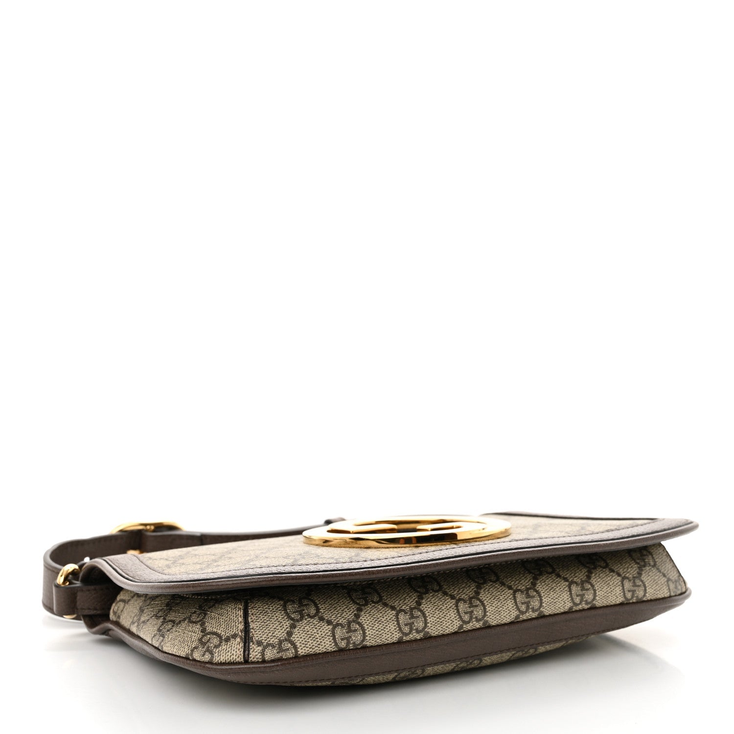GG Supreme Monogram Textured Dollar Calfskin Blondie Chain Shoulder Flap Bag Beige Ebony New Acero