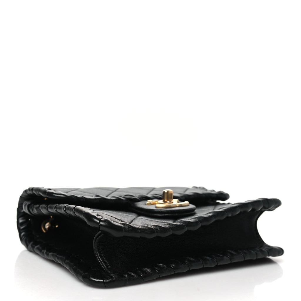 Calfskin Braided Mini My Own Frame Flap Black