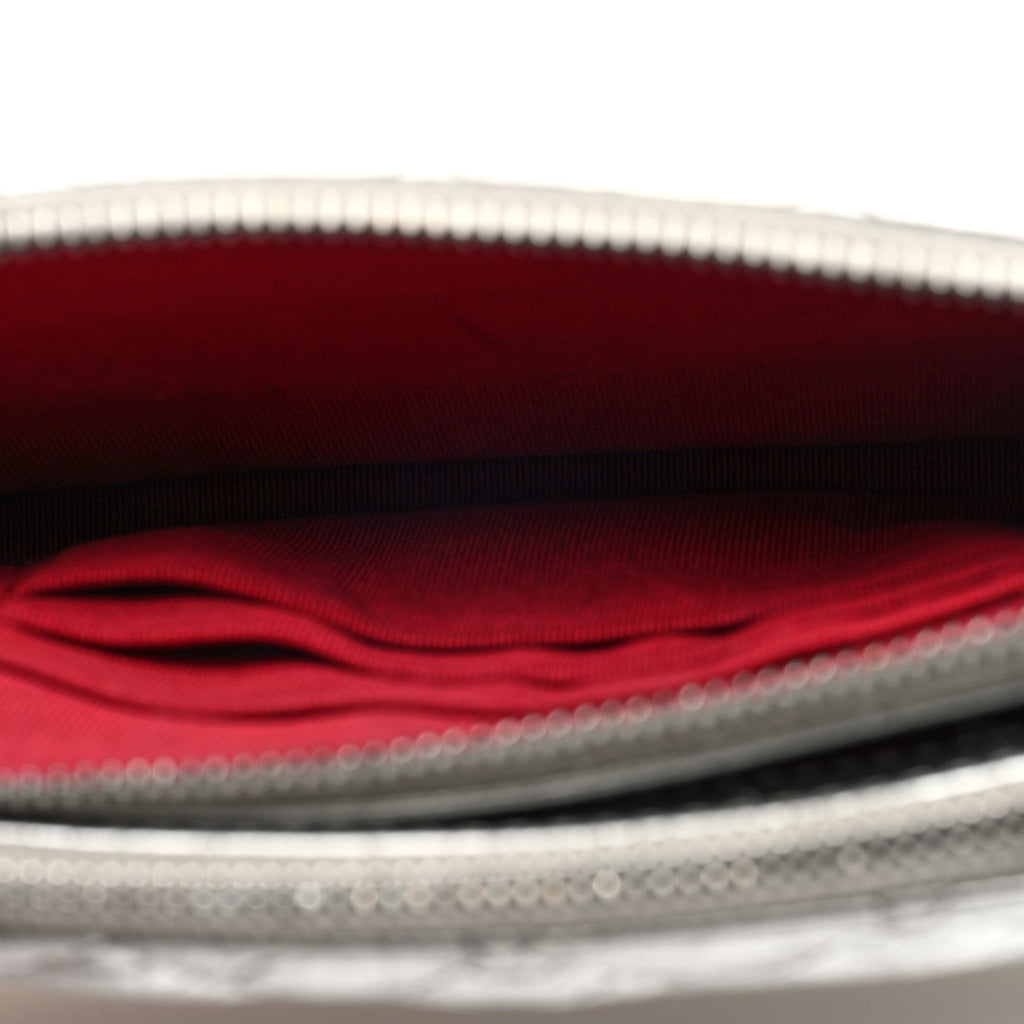 Metallic Lambskin Calfskin Quilted Small Gabrielle Clutch With Chain Silver