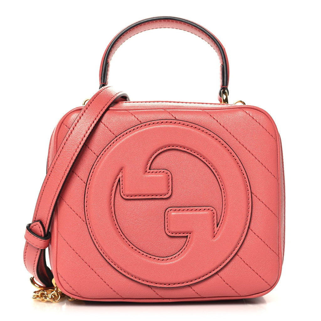Sakai Be Green Calfskin Diagonal Stitched Blondie Top Handle Bag Pink