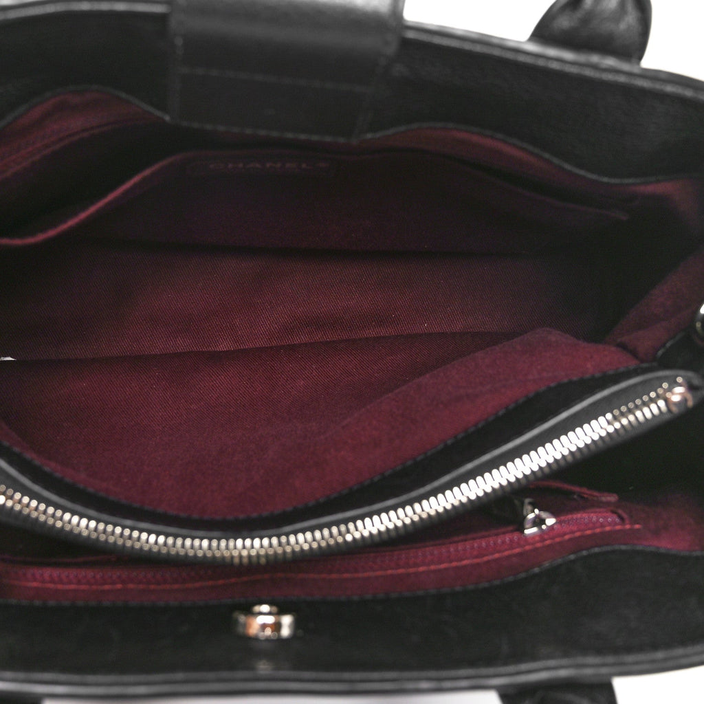 Grained Calfskin Medium Neo Executive Shopper Tote Black