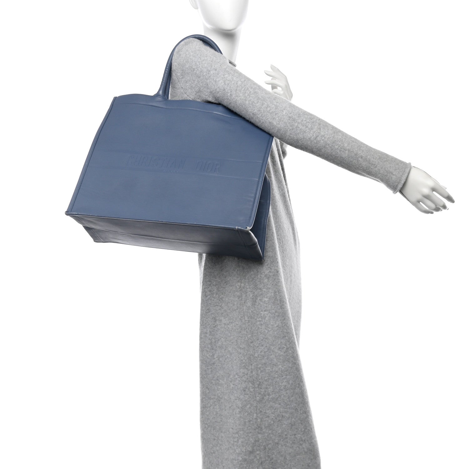 Calfskin Embossed Large Book Tote Blue