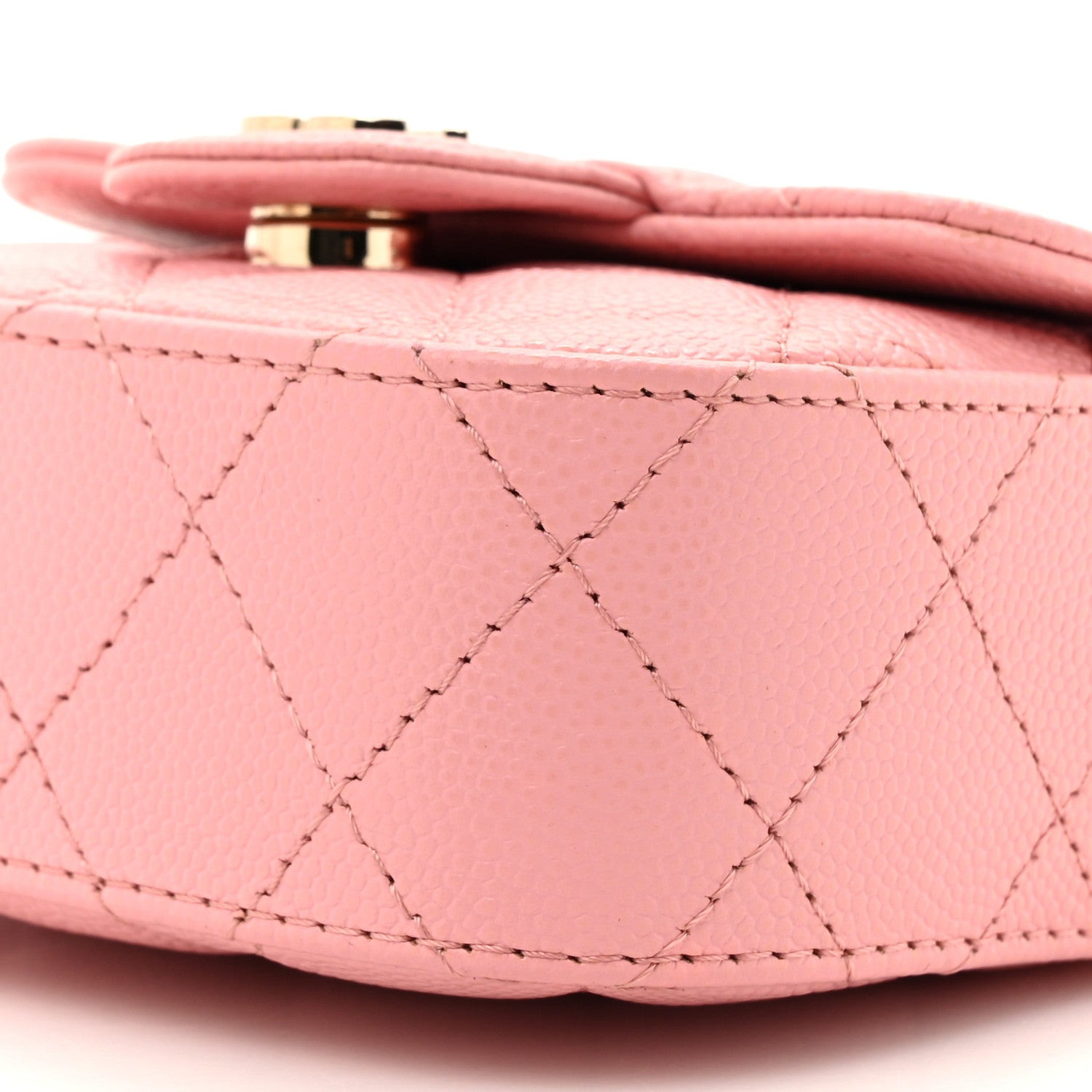 Caviar Quilted Mini Clutch With Chain Pink