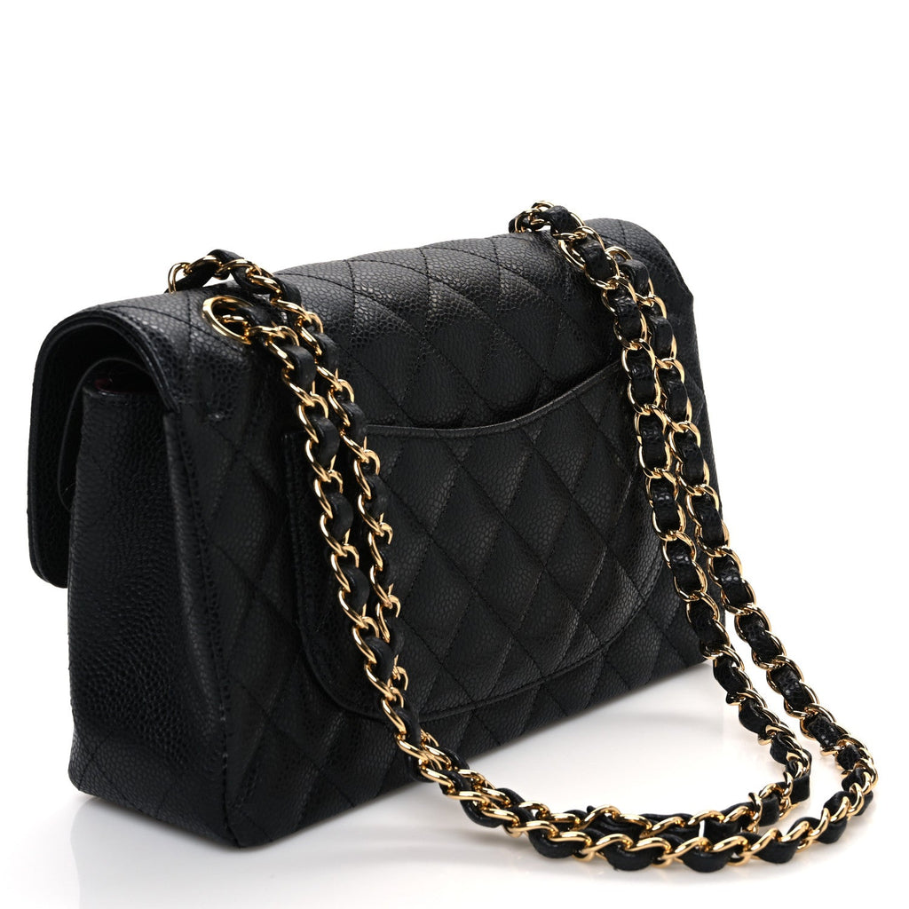 Caviar Quilted Small Double Flap Black