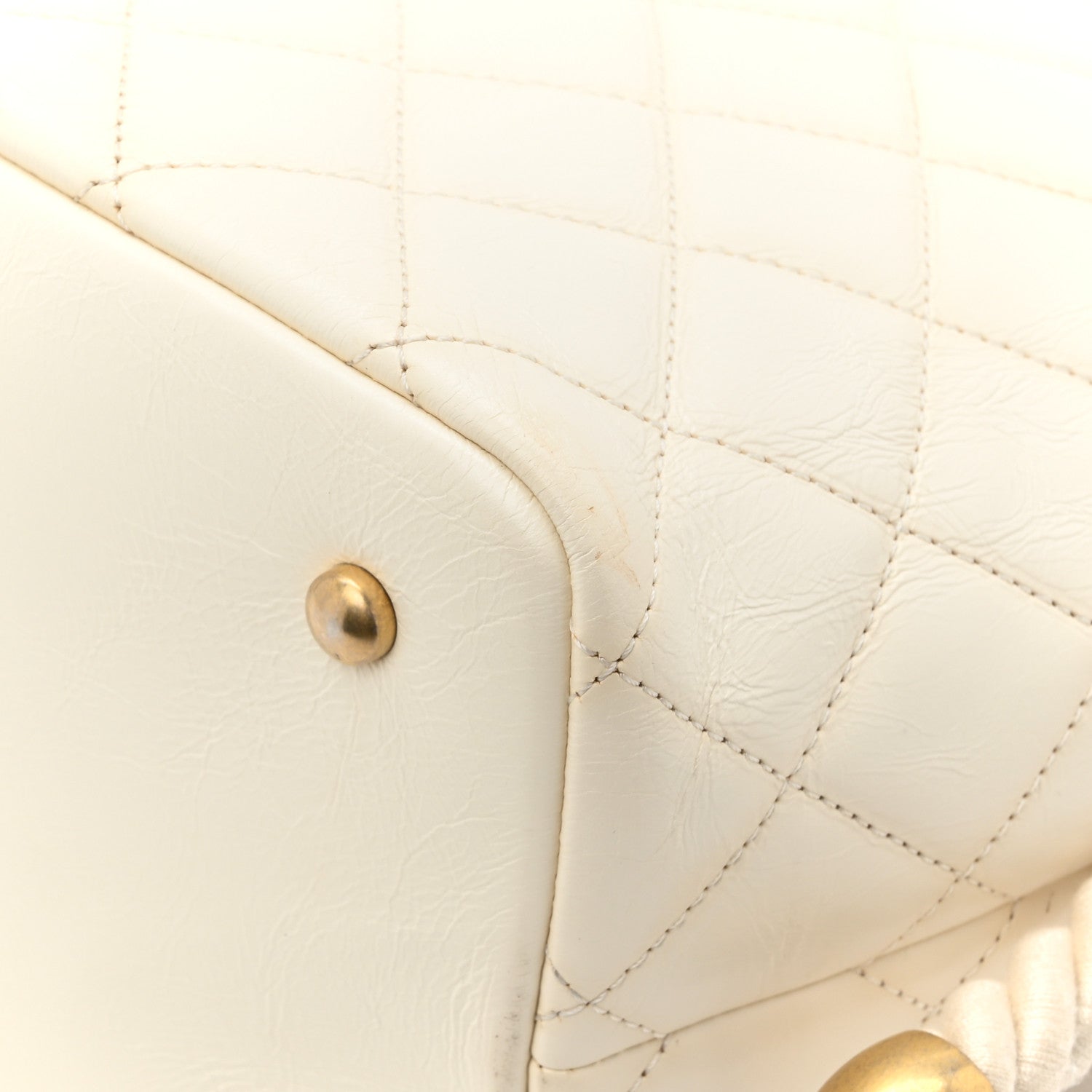 Crumpled Calfskin En Vogue Rope Hobo Bag White