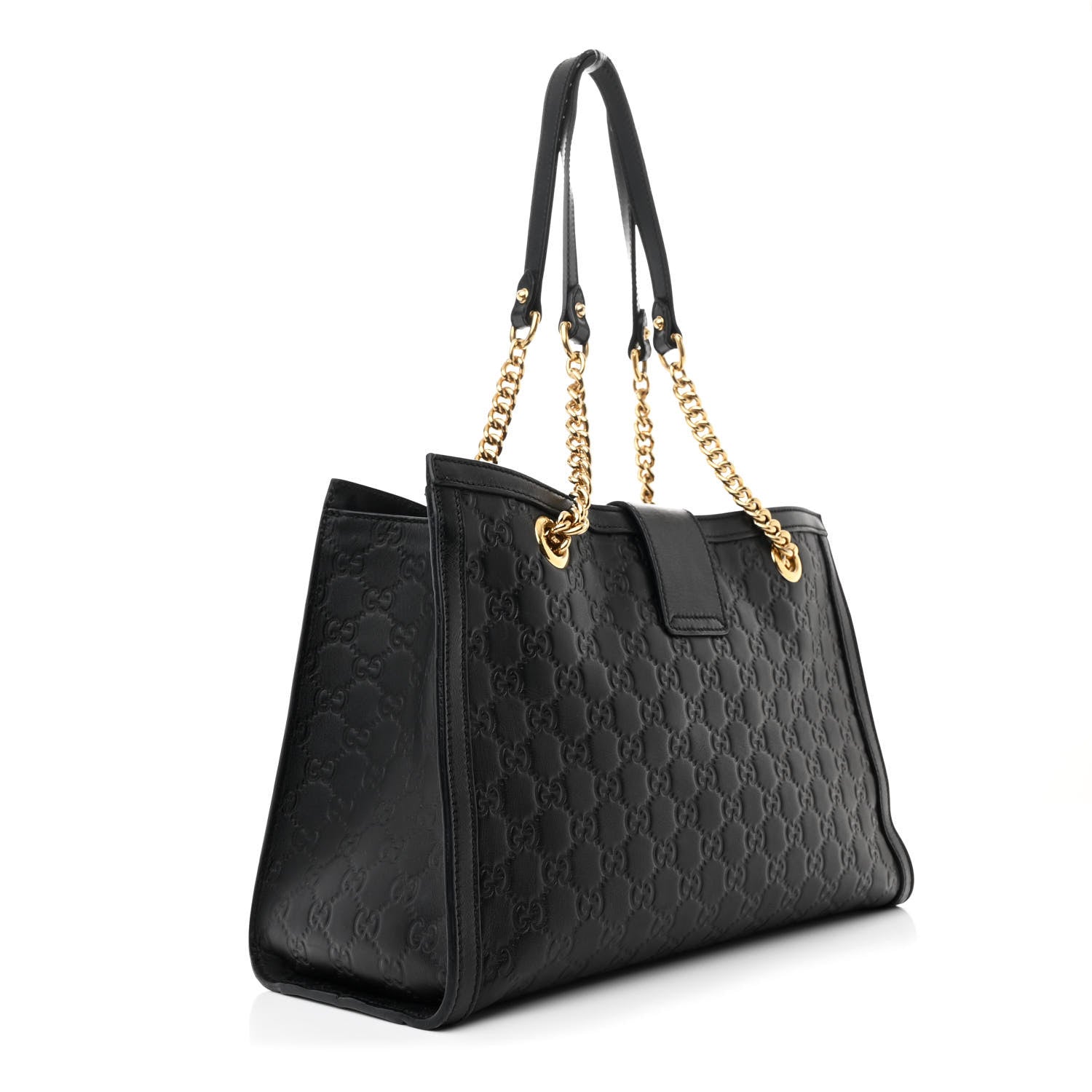 Guccissima Medium Padlock Tote Black