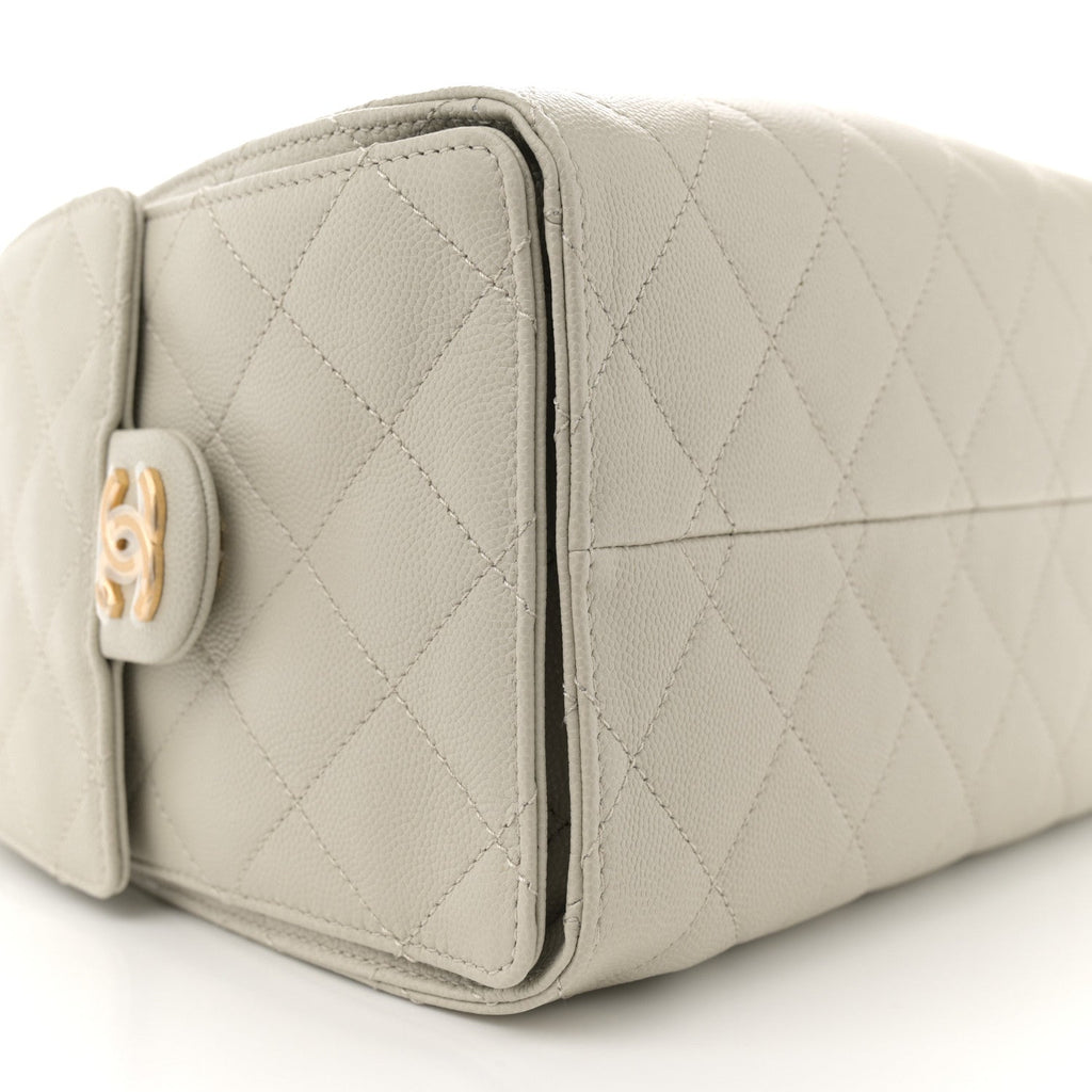 Caviar Quilted Small Chanel 25 Handbag Light Grey