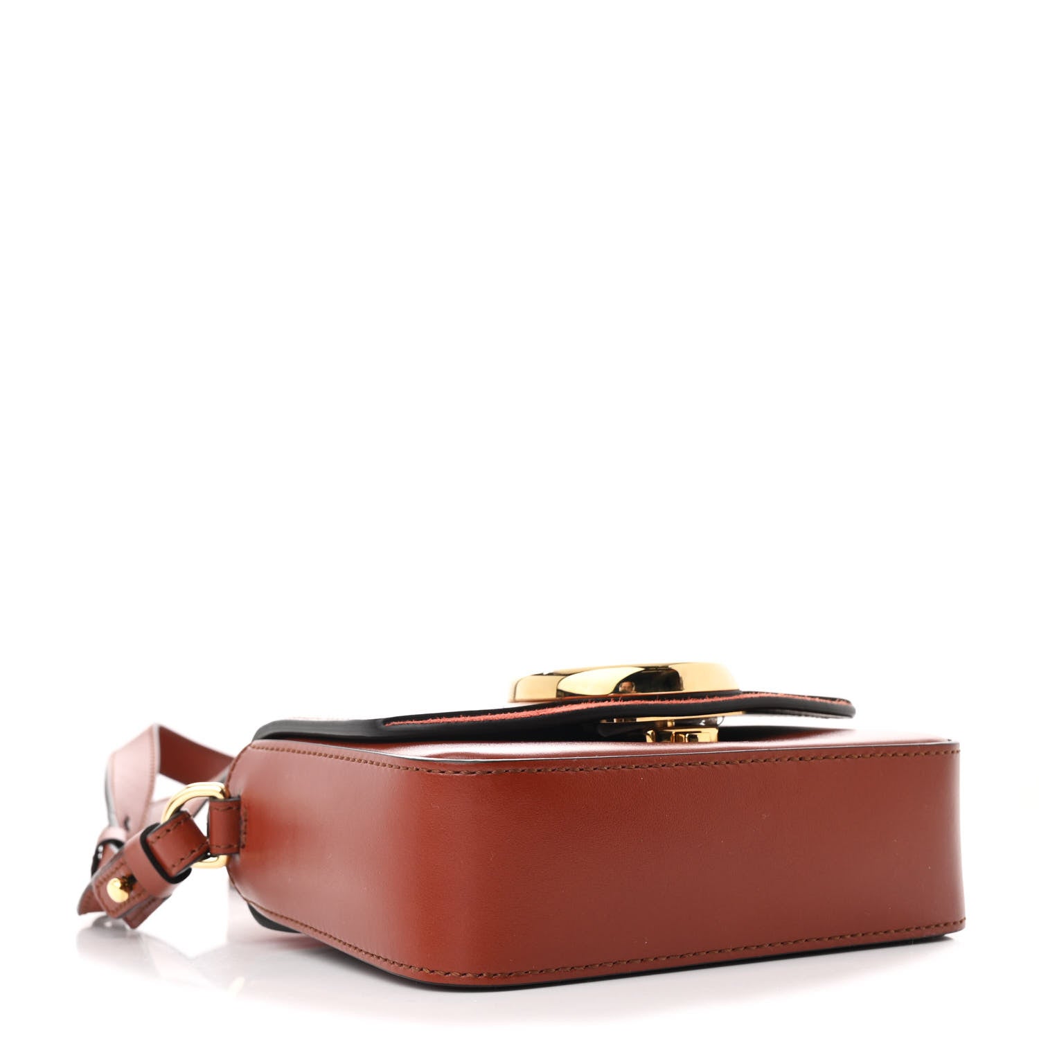 Shiny Calfskin Suede Mini C Double Carry Sepia Brown