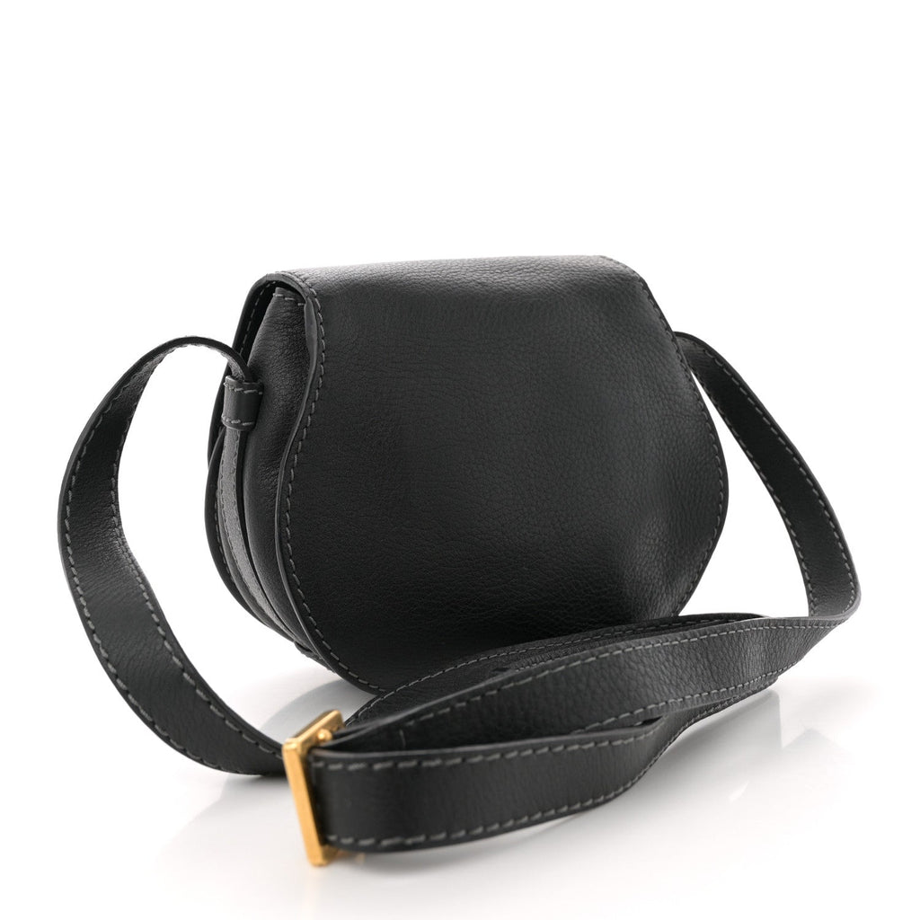 Calfskin Mini Marcie Round Crossbody Bag Black
