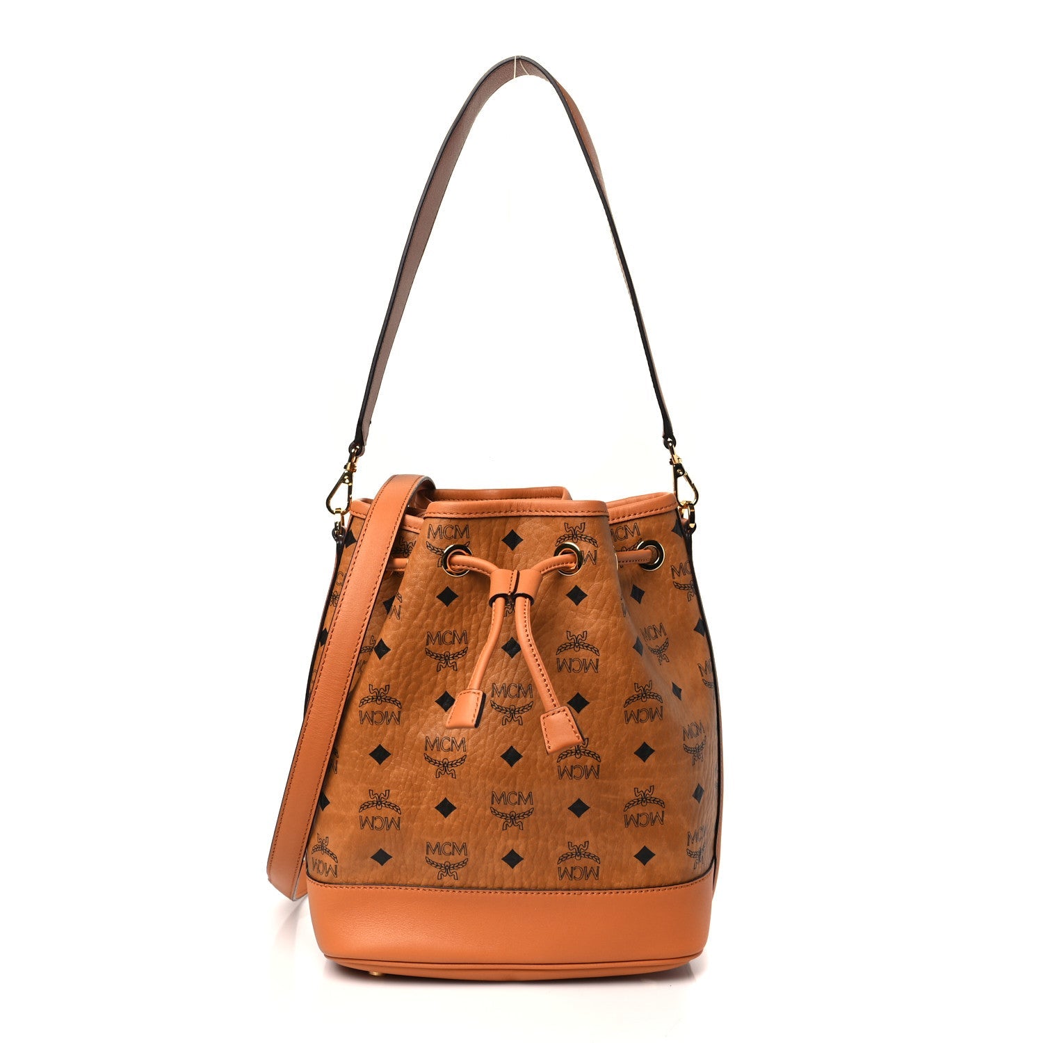 Visetos Medium Dessau Drawstring Bucket Bag Cognac
