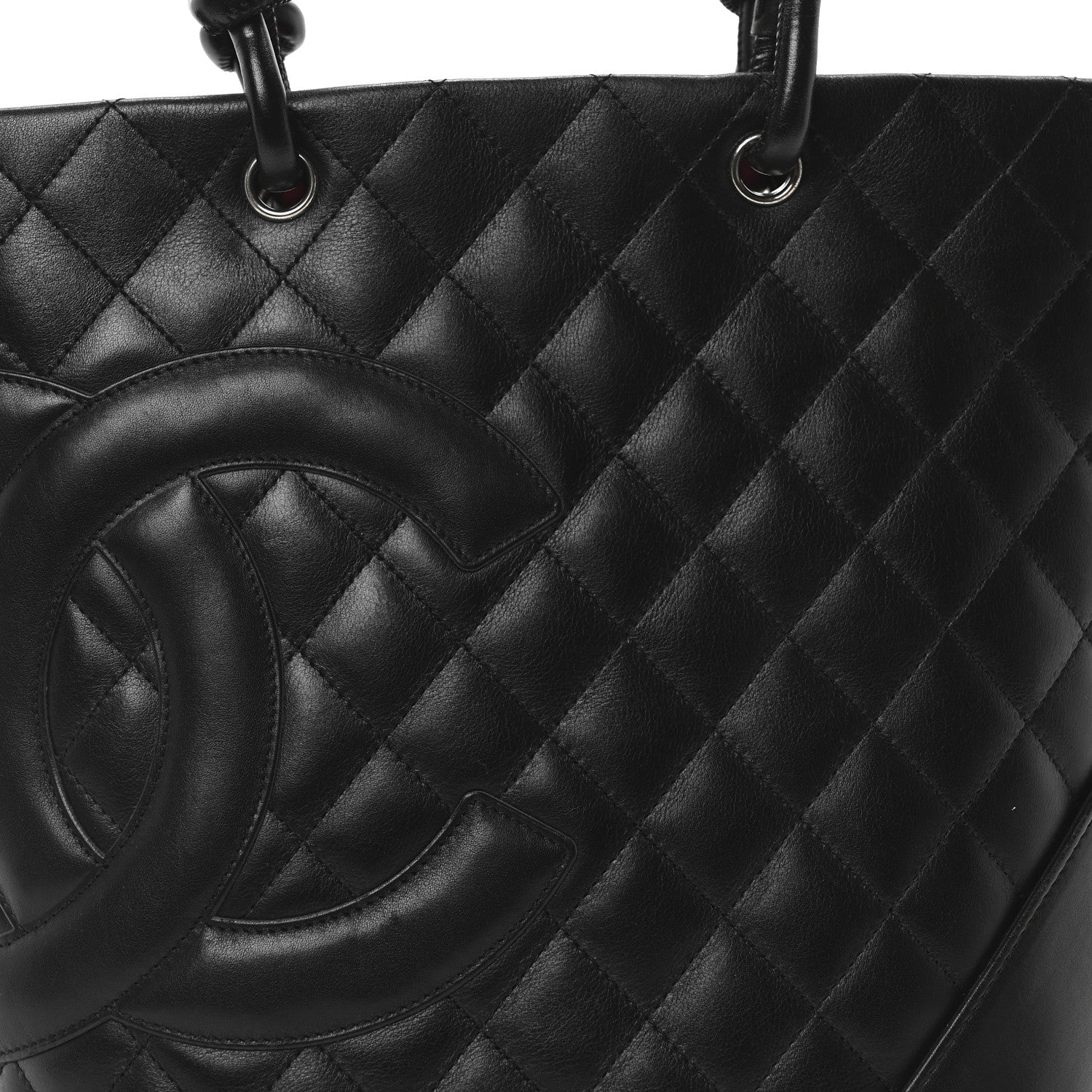 Calfskin Quilted Medium Cambon Tote Black