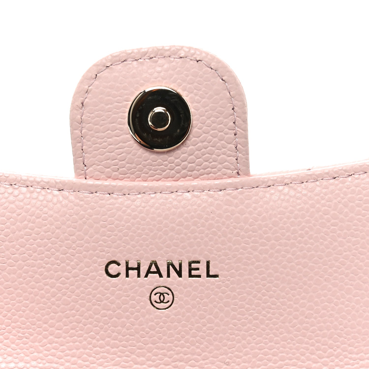 Caviar Quilted Flap  Holder On Chain Pink