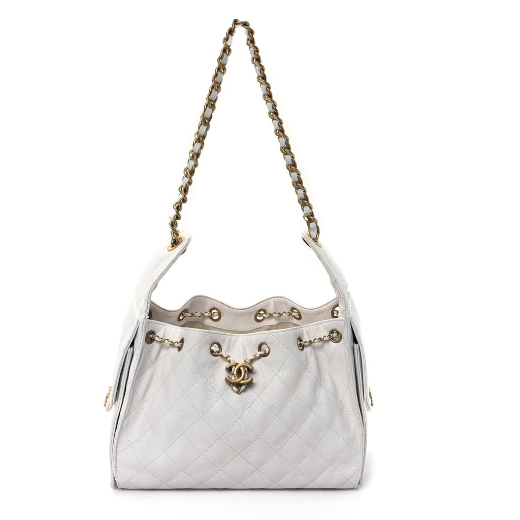 Caviar Quilted Small Chanel 25 Handbag White