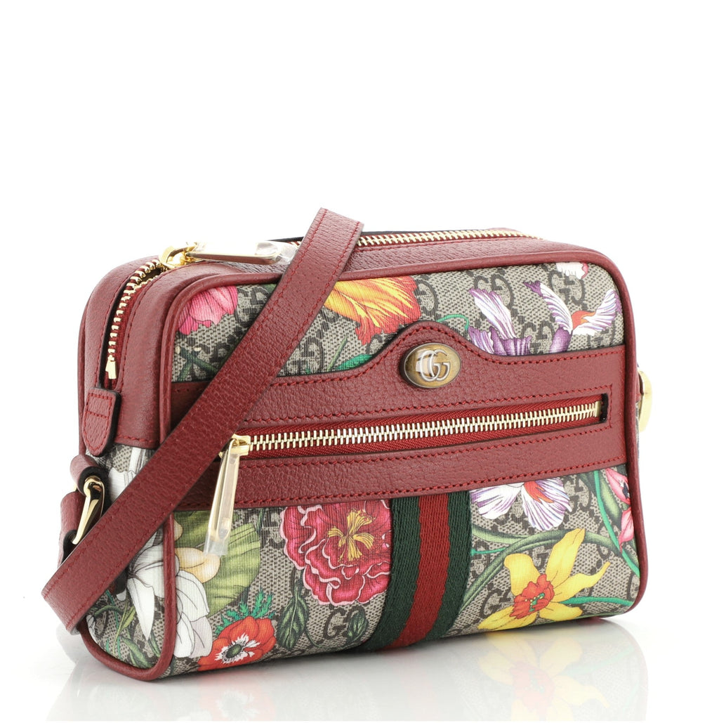 Ophidia Shoulder Bag Flora GG Coated Canvas Mini