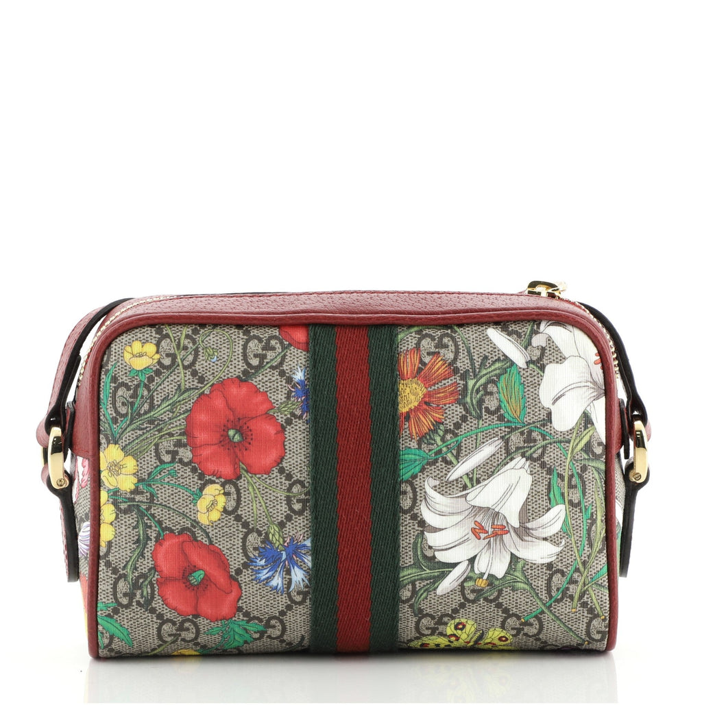 Ophidia Shoulder Bag Flora GG Coated Canvas Mini