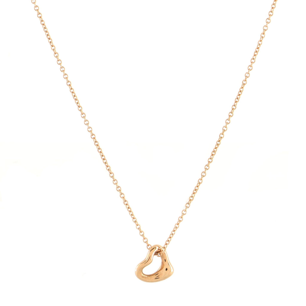 Elsa Peretti Open Heart Pendant Necklace 18K Rose Gold 7mm