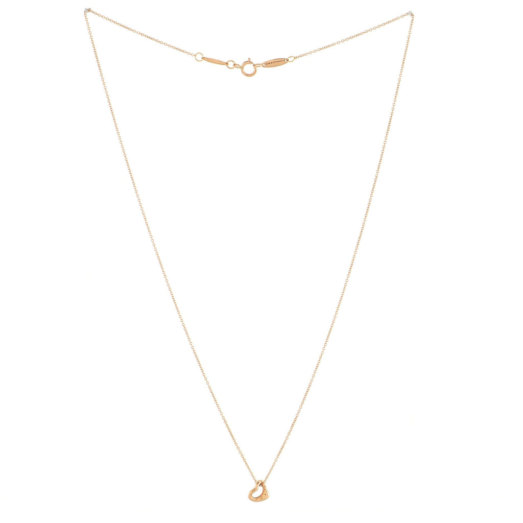Elsa Peretti Open Heart Pendant Necklace 18K Rose Gold 7mm