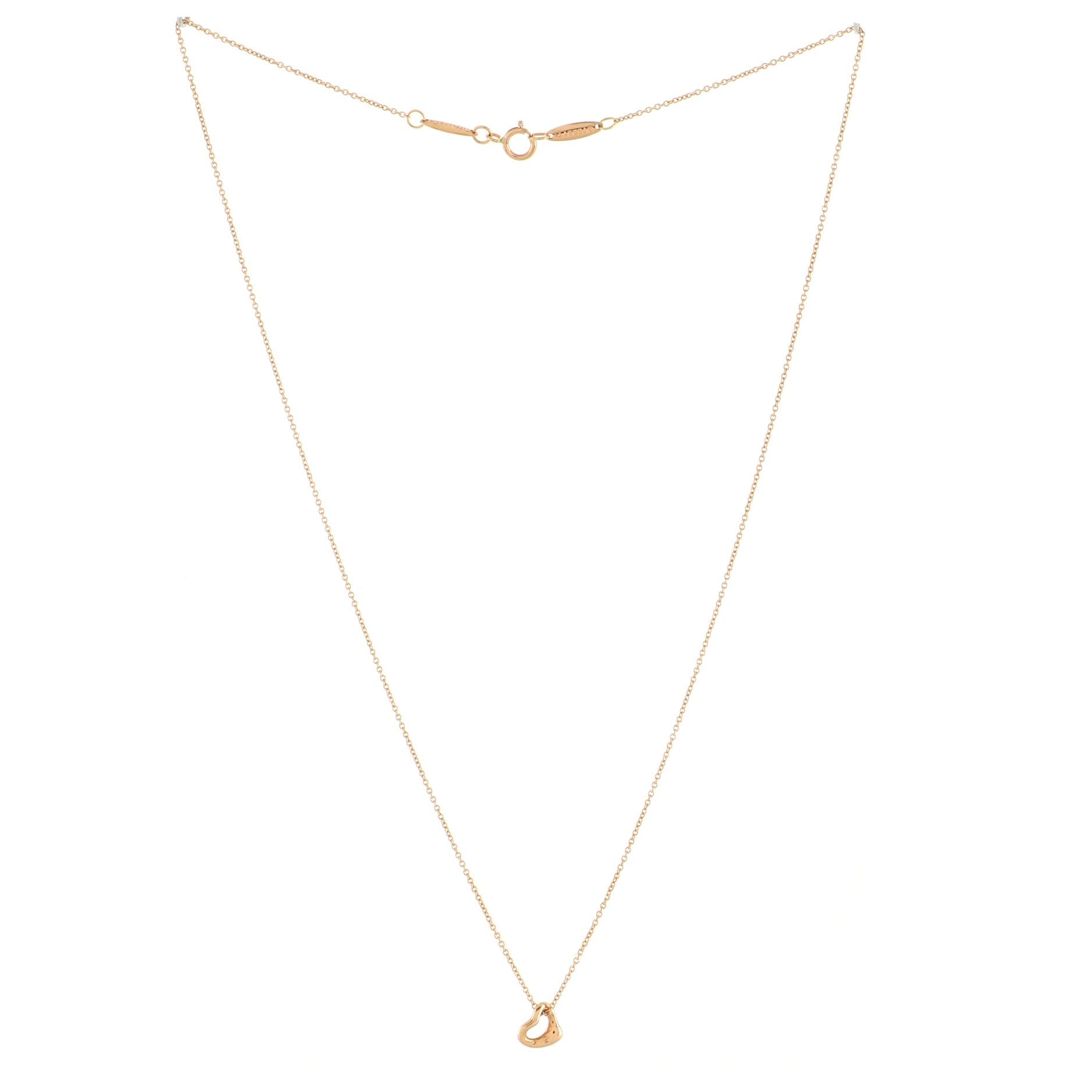 Elsa Peretti Open Heart Pendant Necklace 18K Rose Gold 7mm