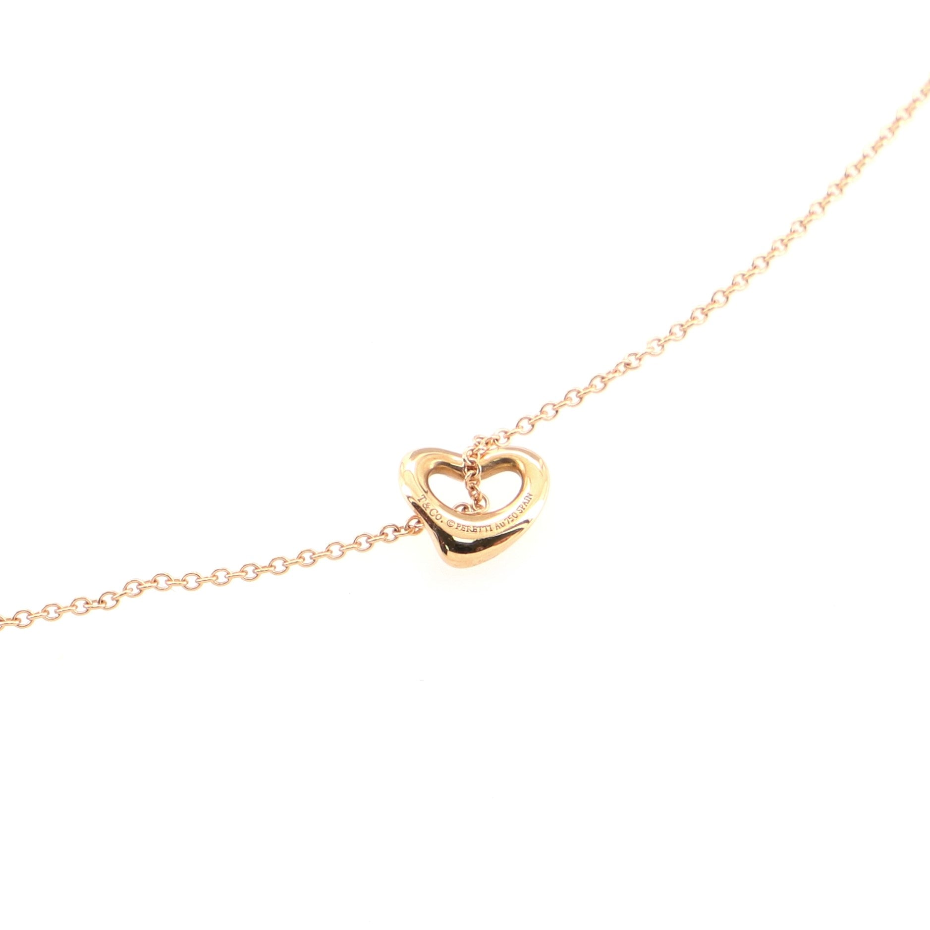 Elsa Peretti Open Heart Pendant Necklace 18K Rose Gold 7mm