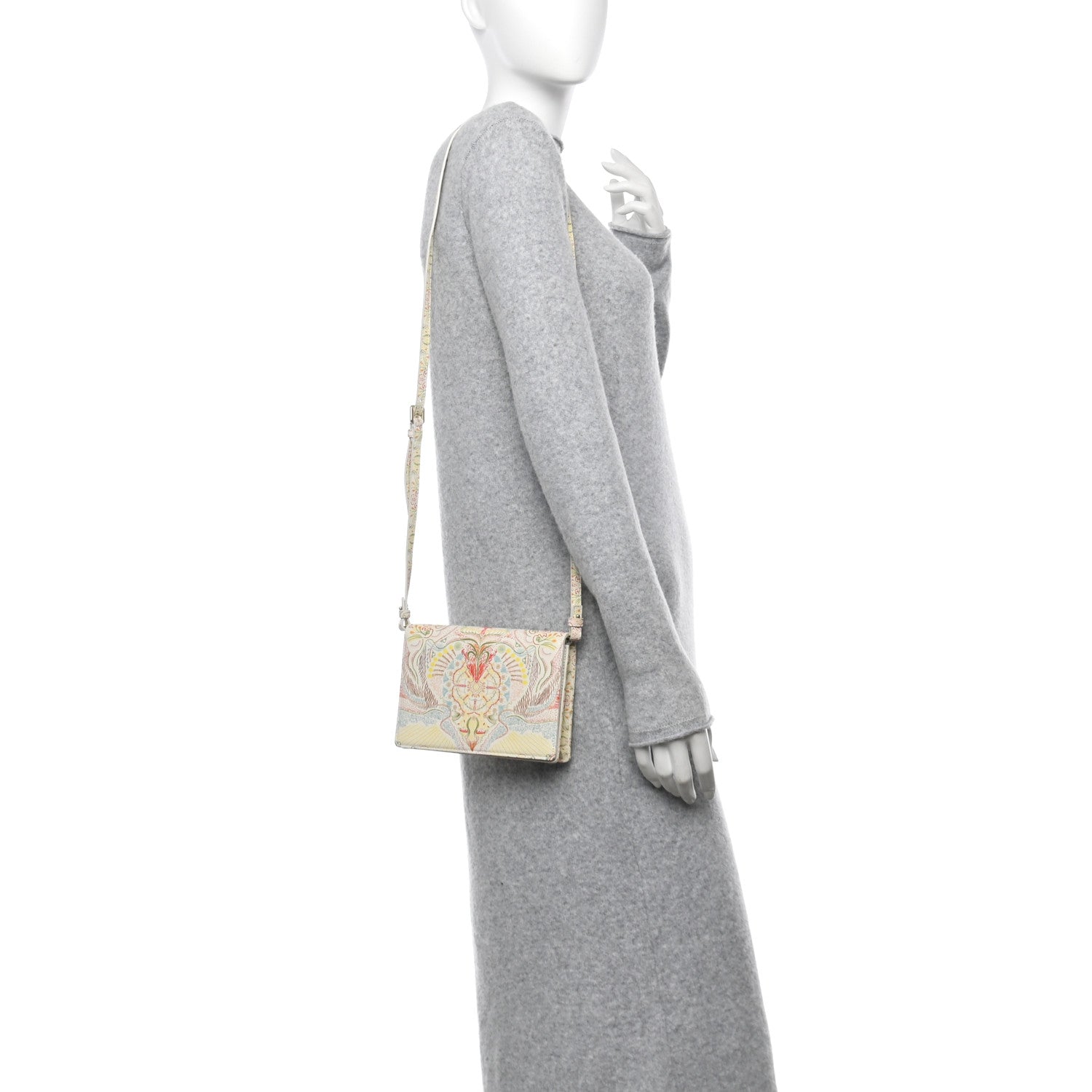 Calfskin Printed Dior In Lights Lady Dior 2-In-1 Pouch Latte Multicolor
