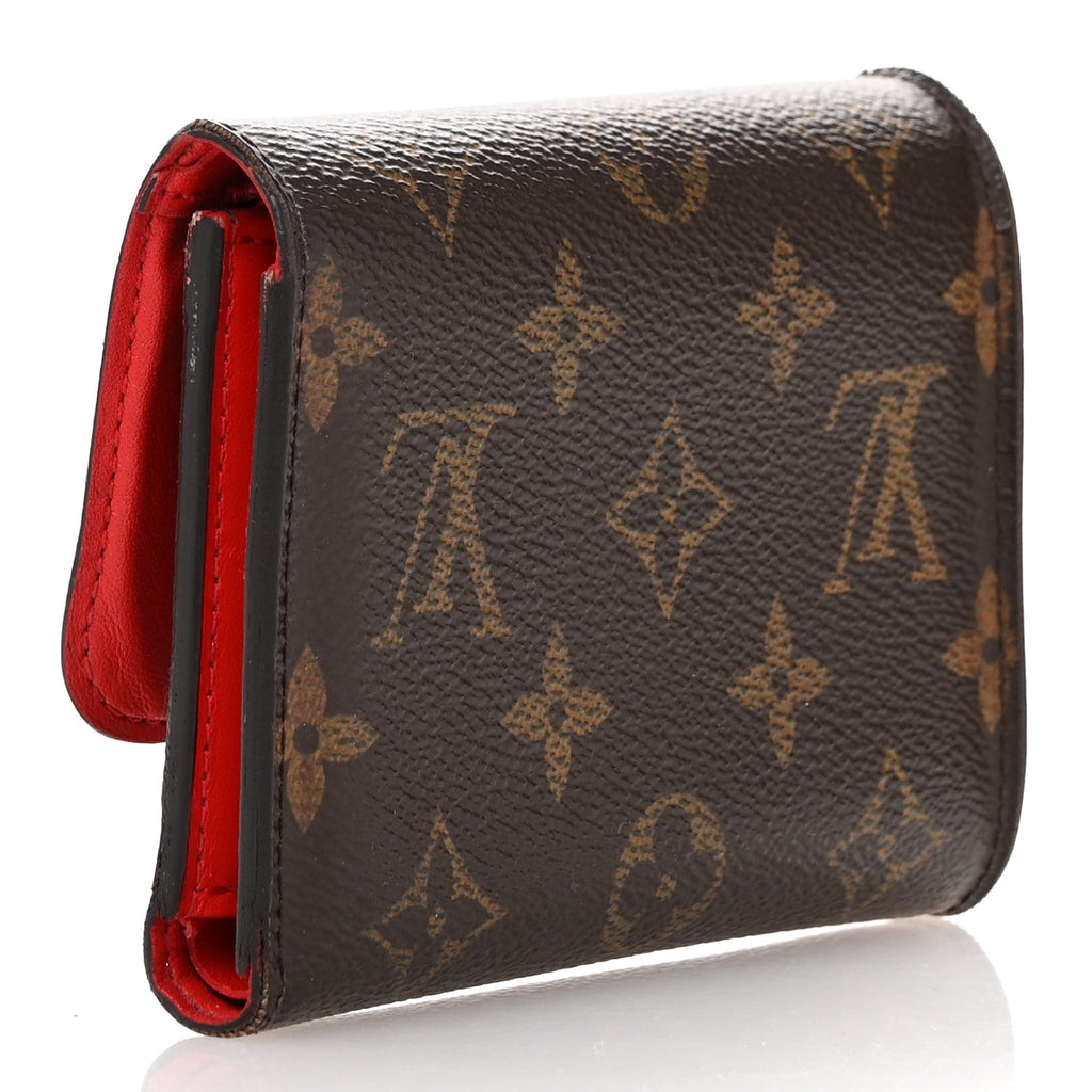 Monogram Flower Lock Compact Wallet Coquelicot