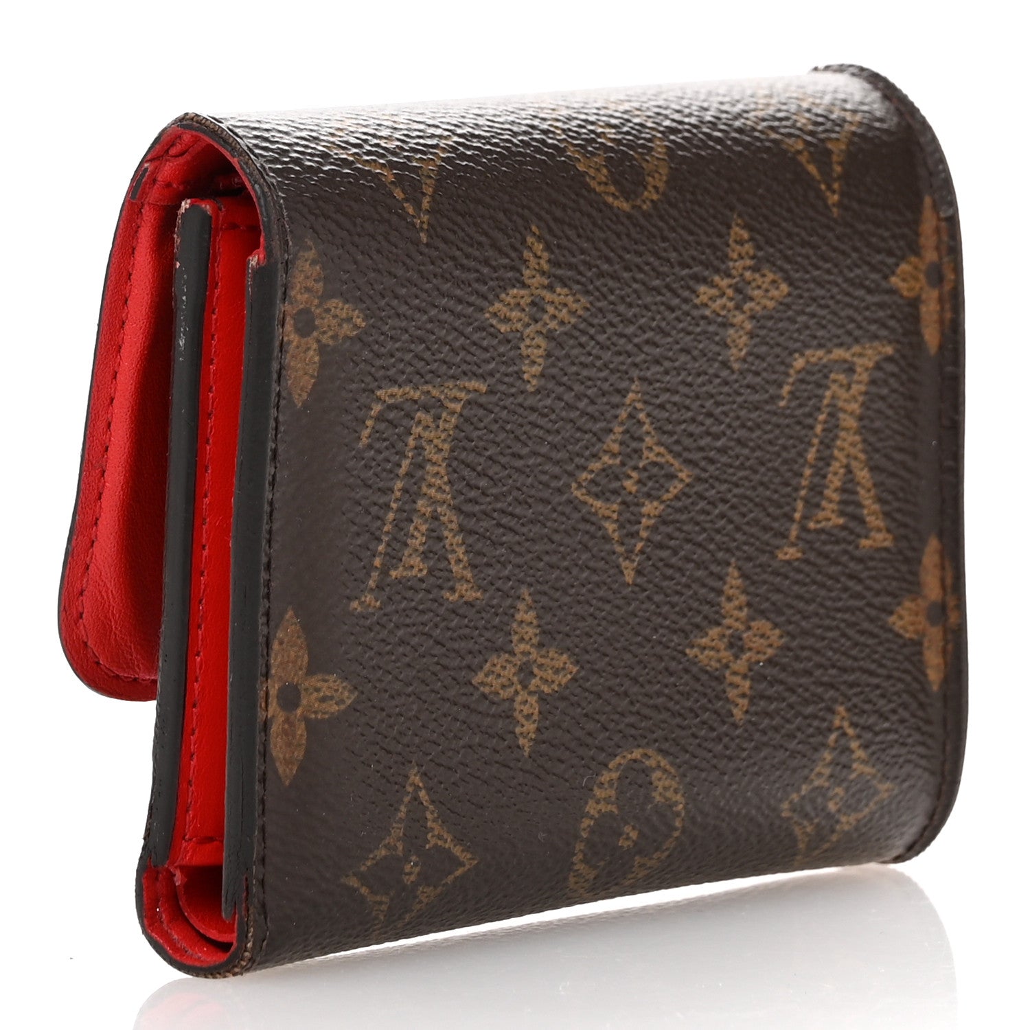 Monogram Flower Lock Compact Wallet Coquelicot