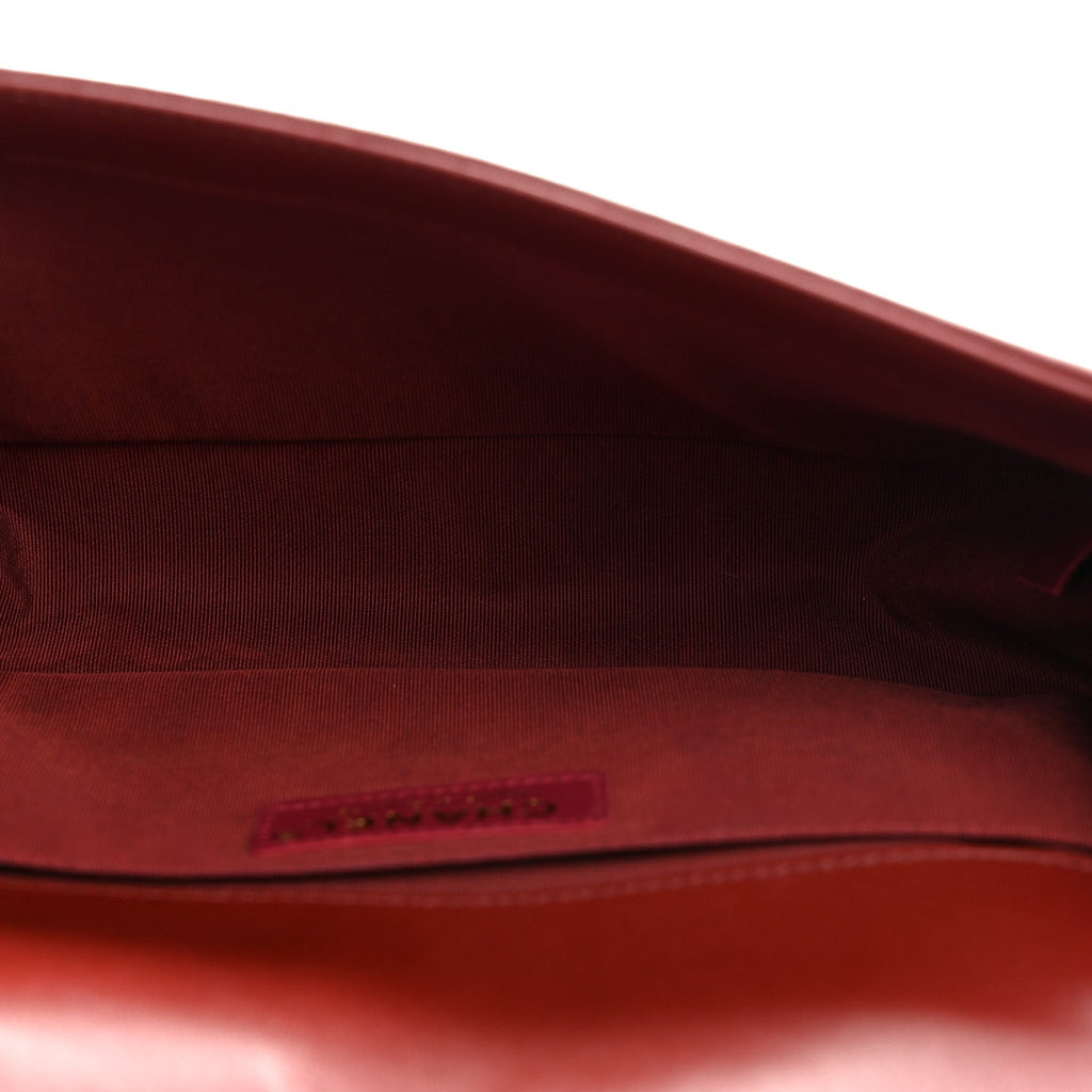 Lambskin Quilted Medium Boy Flap Dark Red