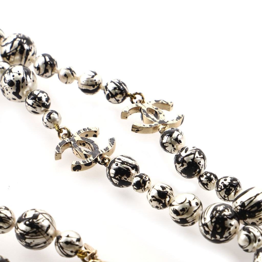 CC Splatter Necklace Painted Faux Pearl