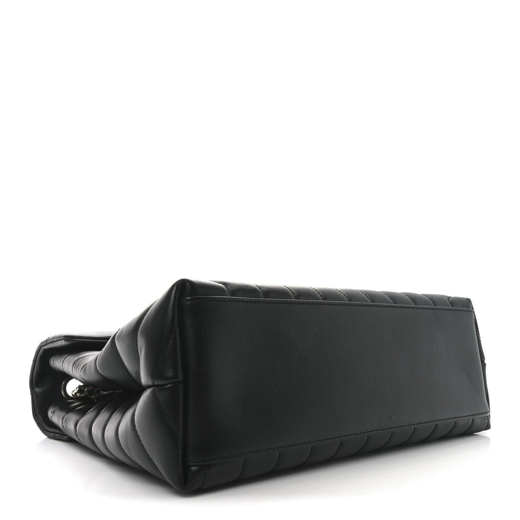 Calfskin Y Quilted Monogram Medium Loulou Chain Satchel Black