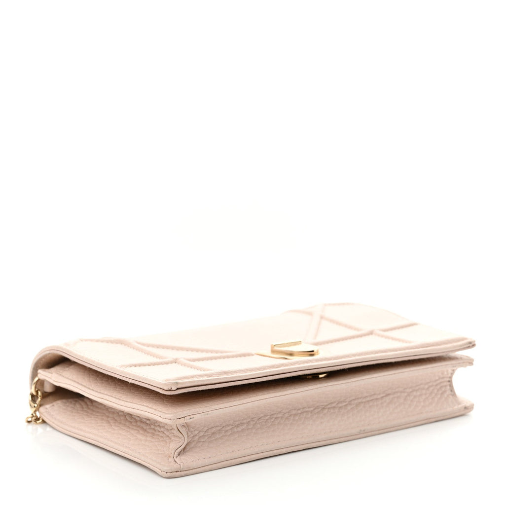 Grained Calfskin Diorama Wallet on Chain Pouch Rose Poudre