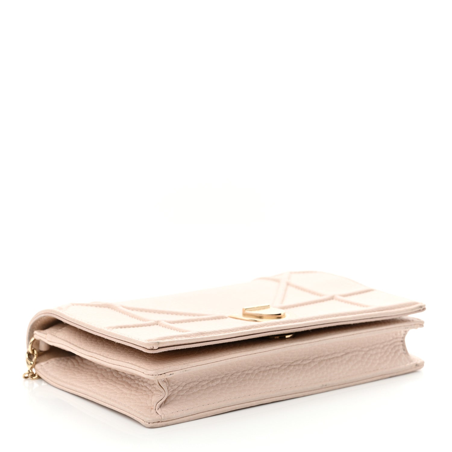 Grained Calfskin Diorama Wallet on Chain Pouch Rose Poudre