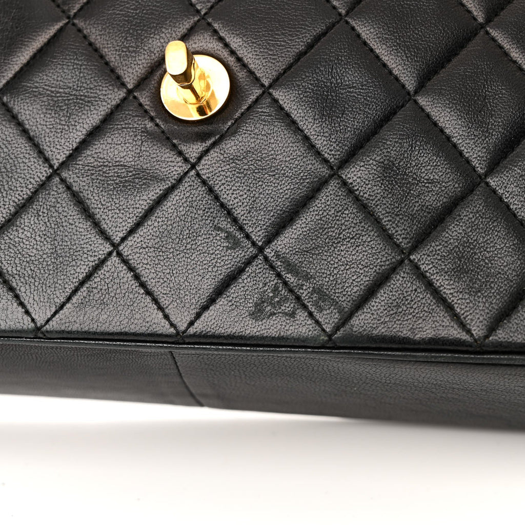 Lambskin Quilted Medium Single Flap Black