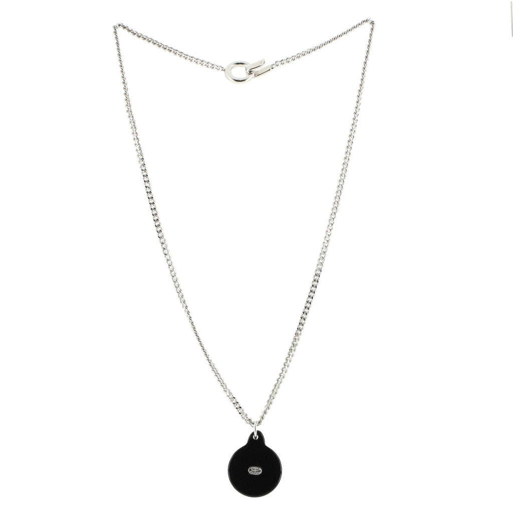 CC Round Pendant Necklace Crystal Embellished Resin and Metal