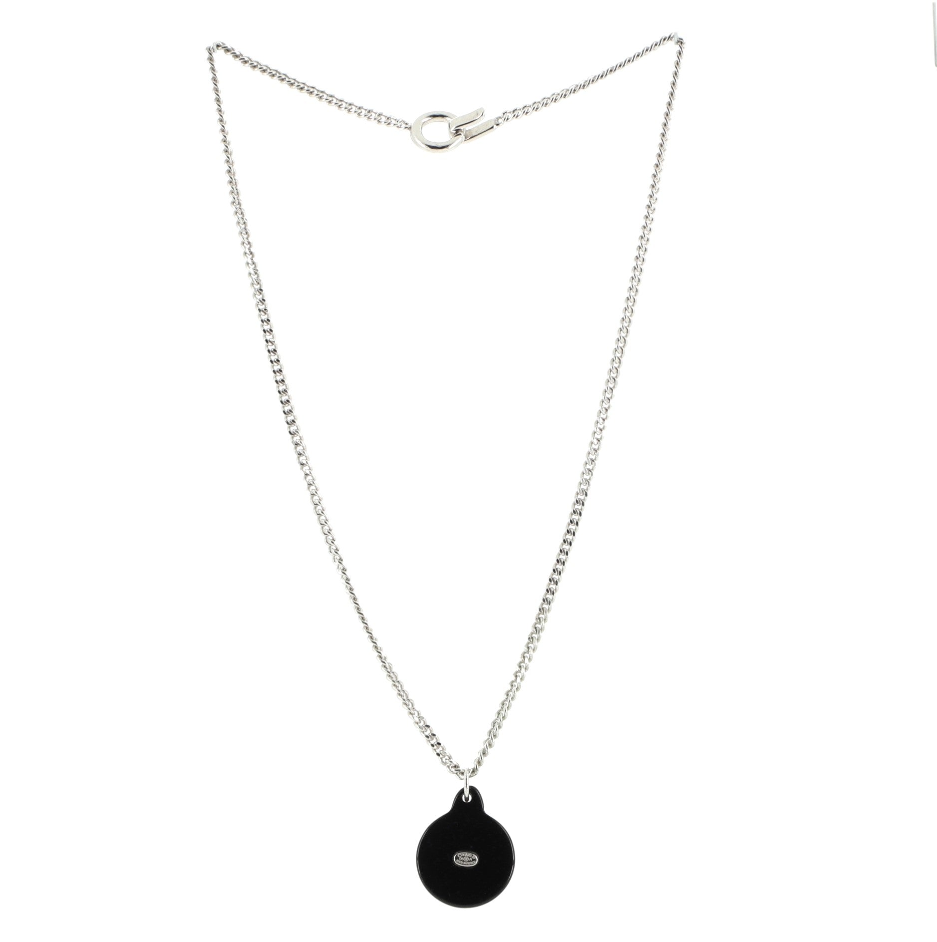 CC Round Pendant Necklace Crystal Embellished Resin and Metal