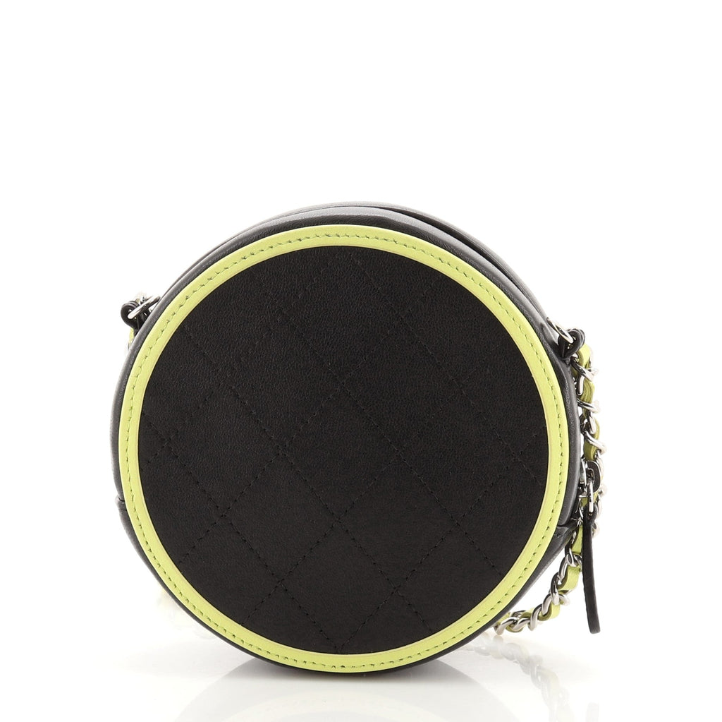 Round Clutch with Chain Quilted Lambskin Mini